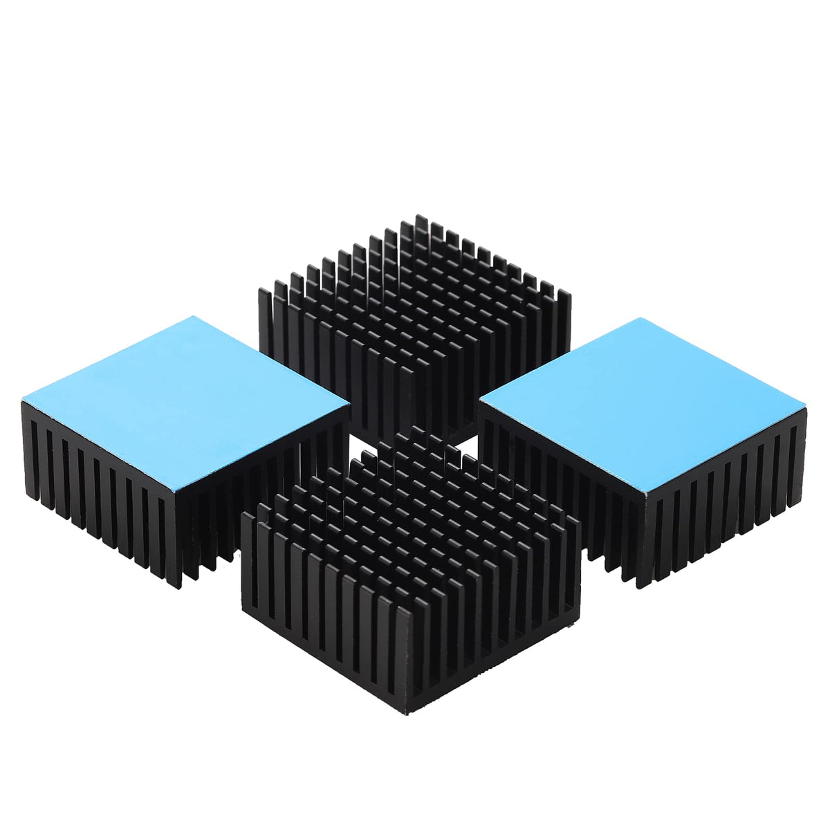 Jienk 4Pcs Black Aluminum Heat Sink With Thermal Conductive Adhesive Tape, 40  40  20Mm Heatsink Cooler For Cooling Vrm Gpu Step