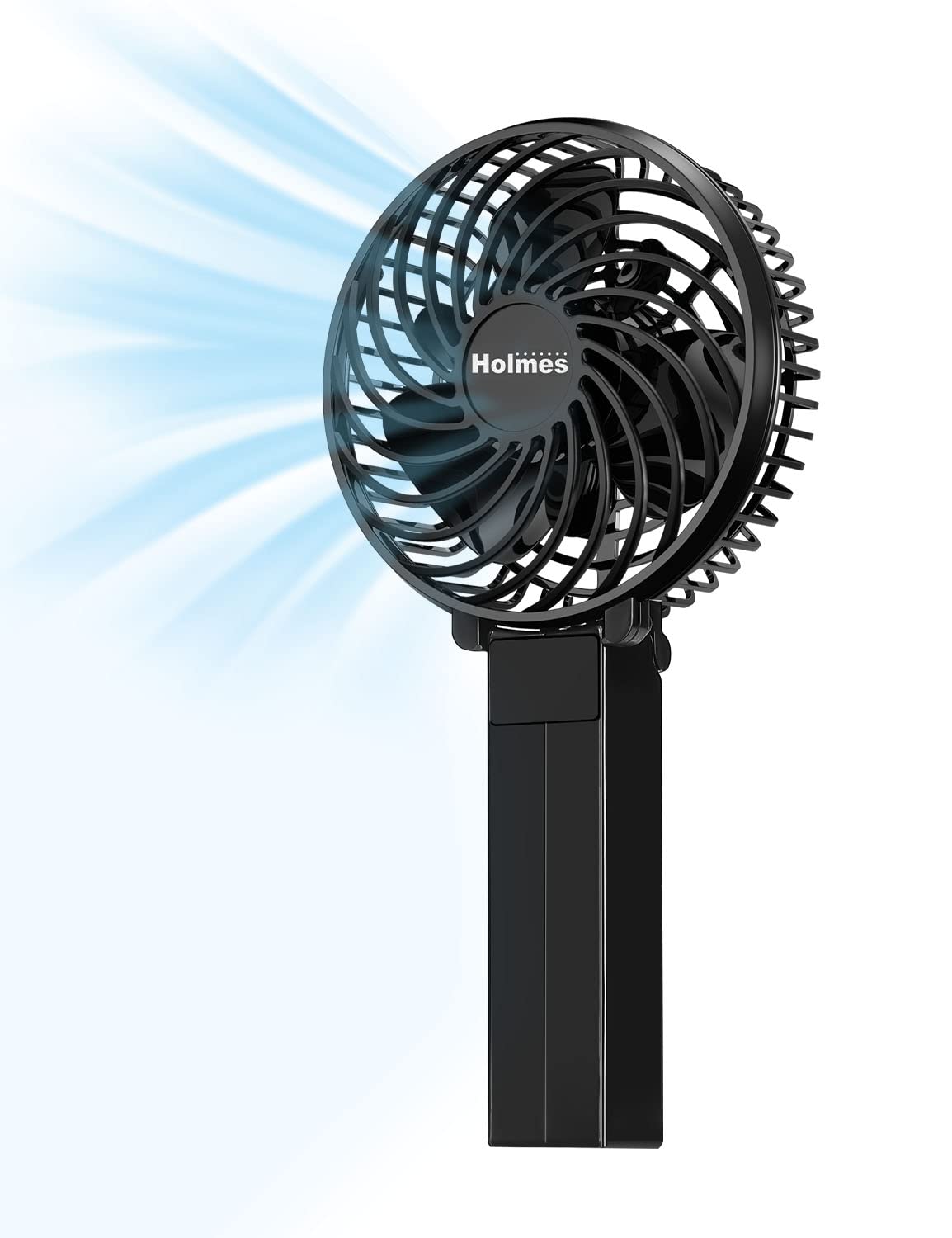 Holmes 4' Portable, Handheld, Personal Or Desk Fan, 3 Speeds, Rechargeable Battery, Usb C Charging Cable, 180� Adjustable Head, Lightweight, Compact, Ideal For On The Go Use Or Home And Office, Black
