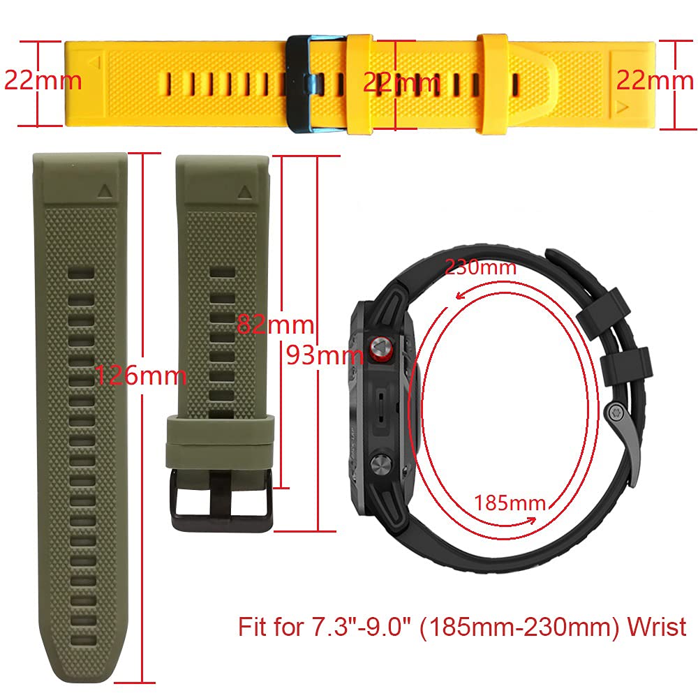 Aisports 22Mm Quick Fit Watch Band Compatible With Garmin Fenix 7/7 Pro/6/6 Pro/5/5 Plus Band Silicone, Soft Breathable Sport Wr