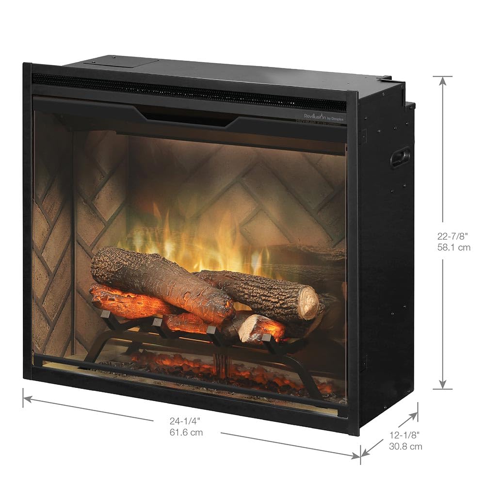 Dimplex Revillusion� 24 Inch Built In Electric Firebox   Herringbone Brick Background   Includes Realistic Faux Logset, Front Glass Panel, Firebox, And Plug Kit