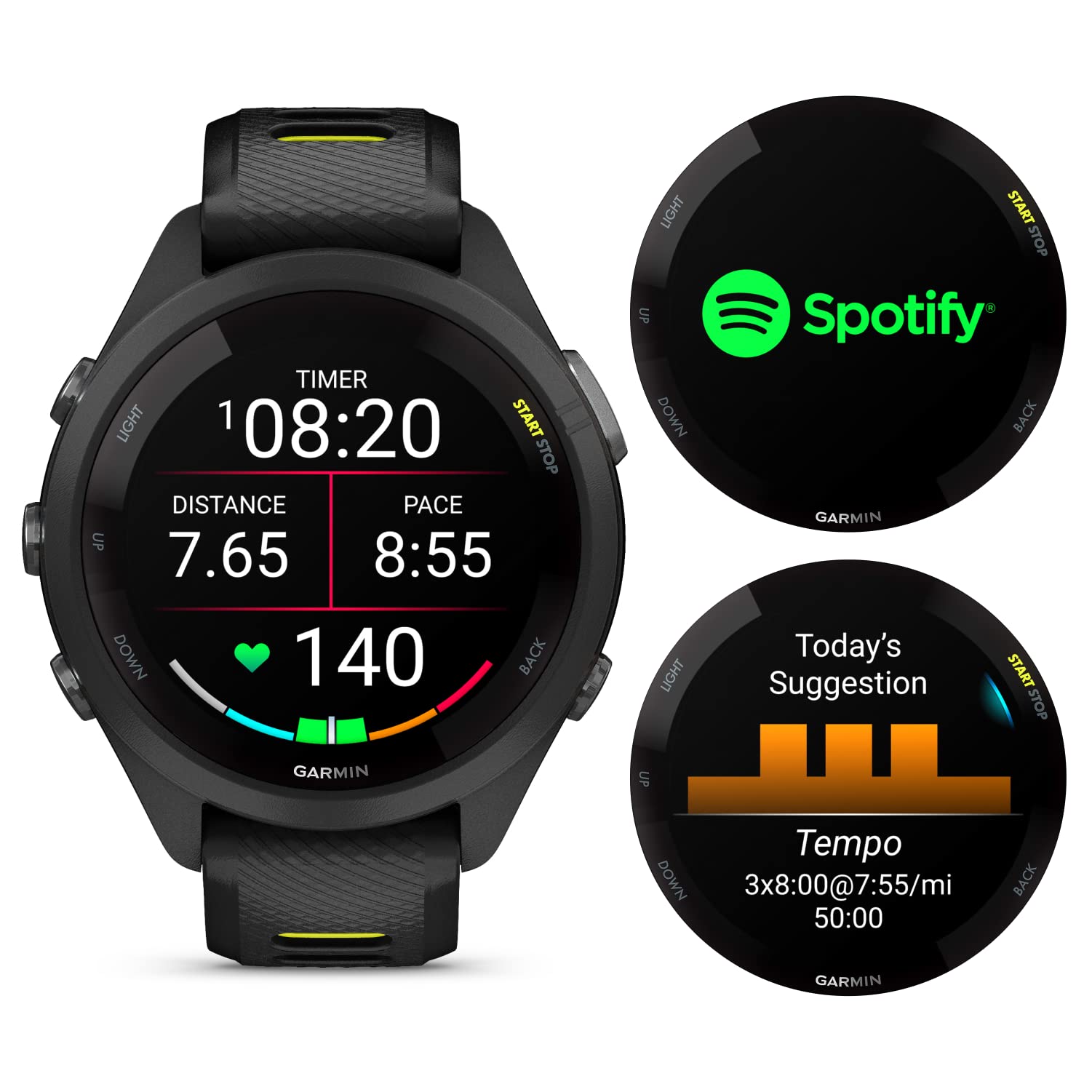 Wearable4U Garmin Forerunner 265S Music Gps Running 42 Mm Smartwatch, Black With Amoled 1.1In Touchscreen Display Black Earbuds