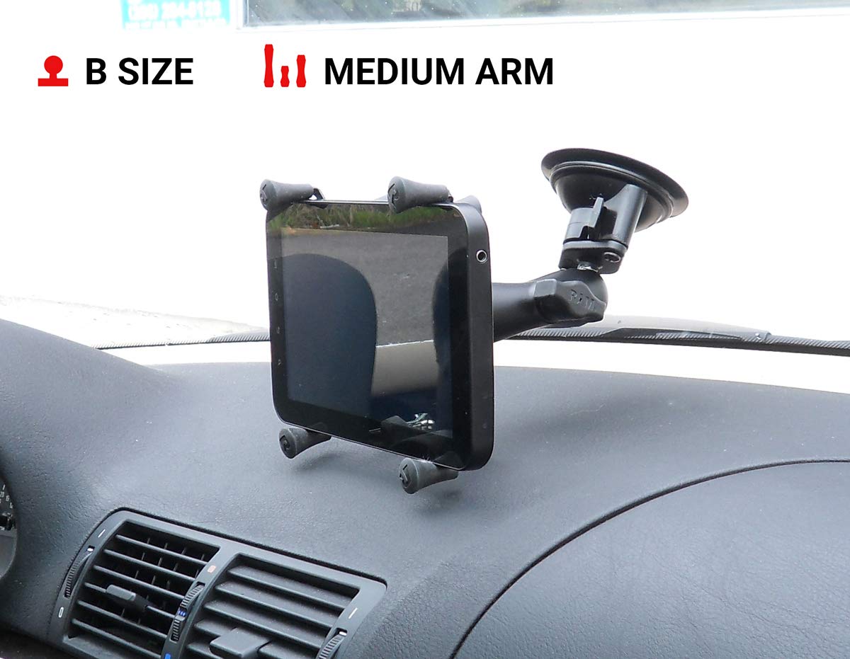 Ram Mounts Ram-B-166-Un8U X-Grip With Ram Twist-Lock Suction Cup Mount For 7-8 Tablets With Medium Arm For Vehicle Windshields