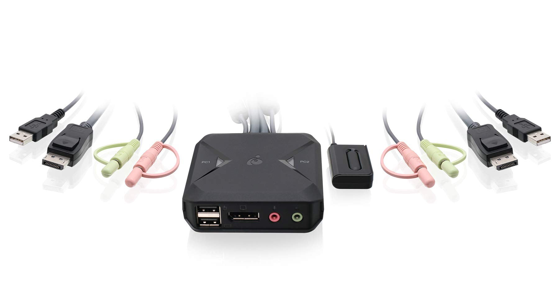 IOGEAR 2-Port USB DisplayPort Cable KVM Switch - 4K 30Hz - Remote Switch Button - Plug n Play - USB Expandable With USB Hub - 7.