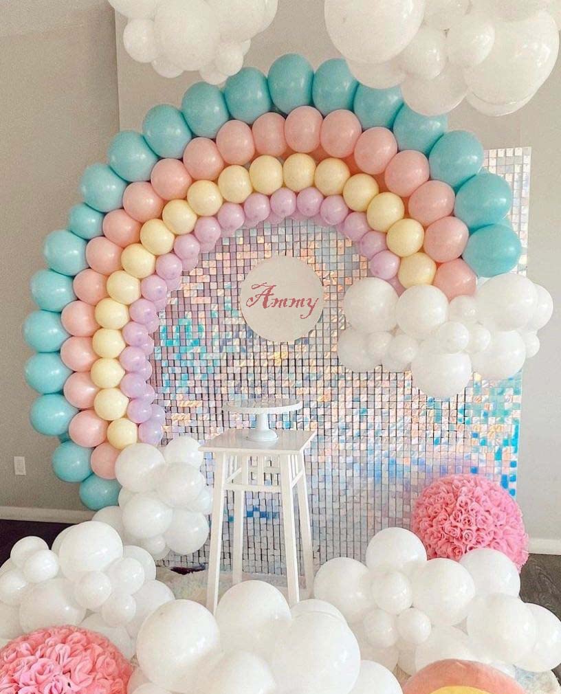 Kate Square Rainbow Blue Sequin Wall Panels Wedding Decoration Wall Shimmer Birthday Party (Pack Of 12)