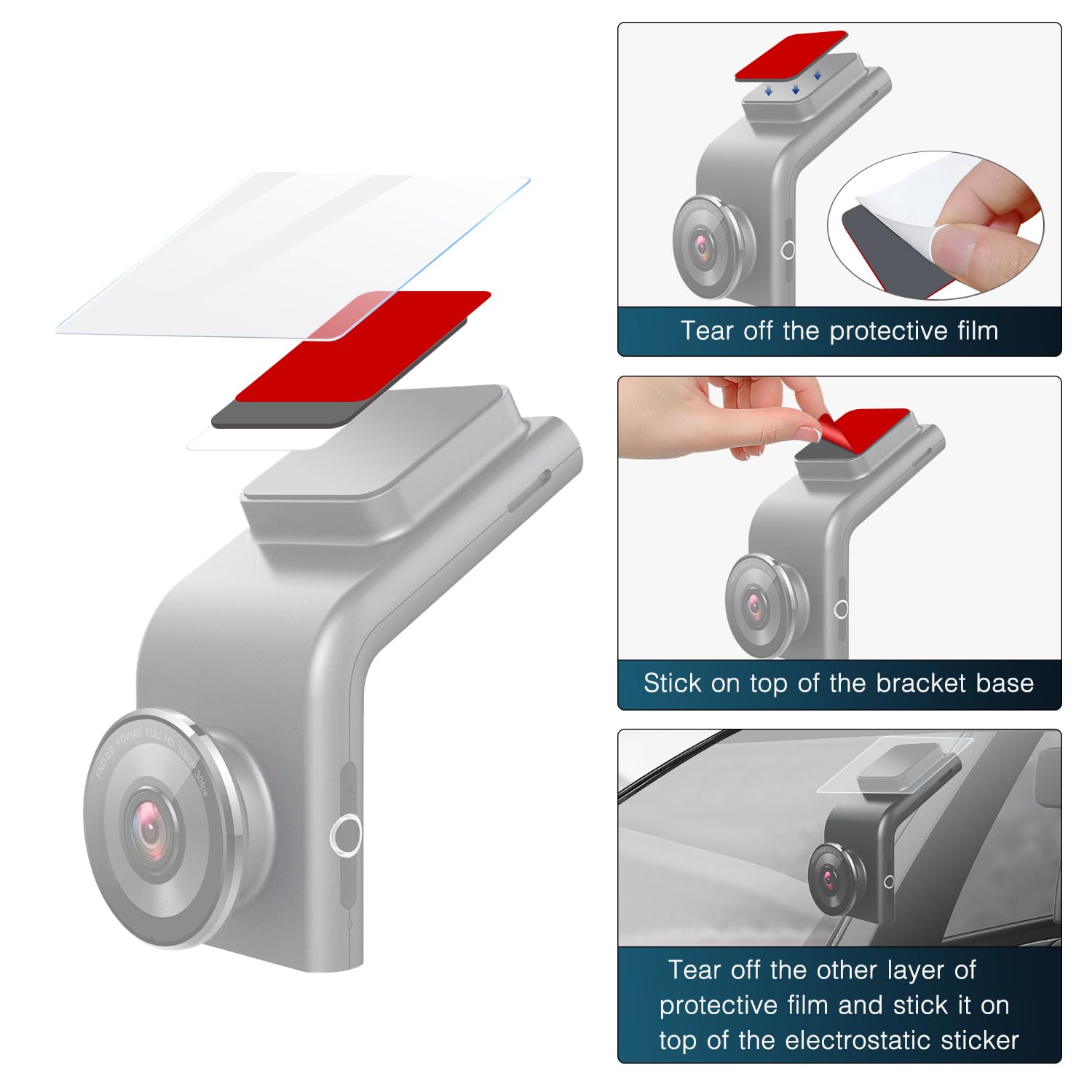 Car Windshield Electrostatic Film And Double Sided Sticker Adhesive Pad For Mounting Dash Cam, Camera, Windshield Sticker Applicator Car Decals Sticky Pad