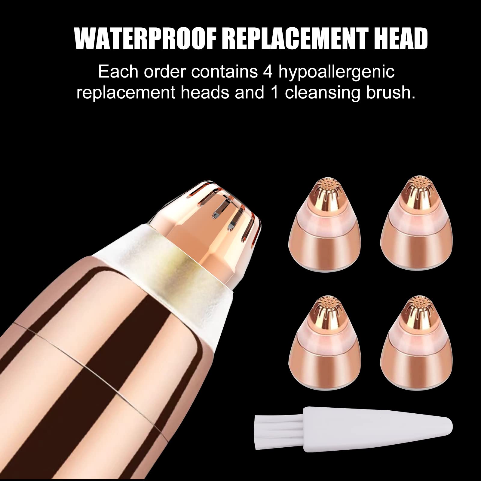 4 Pack Flawless Replacement Head, Face Hair Remove Replacement Tool For Women Facial Smooth Finishing With Cleaning Brush(Rose G