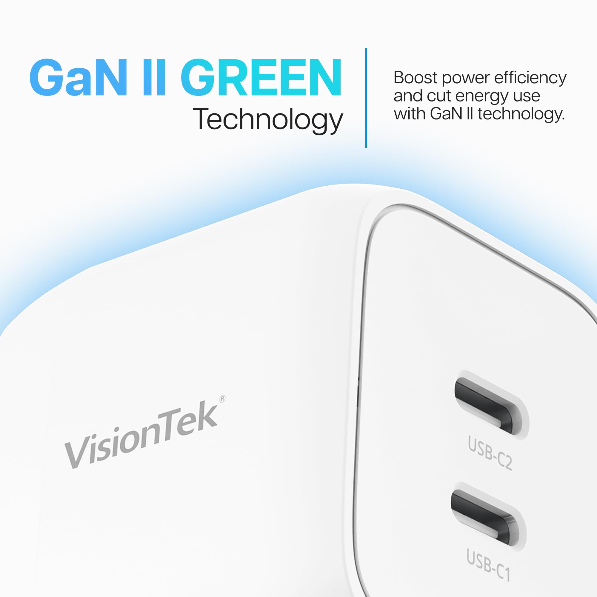 Visiontek Gan Ii 35W Wall Fast Charger - Dual Usbc Ports - 2X Usb-C - Compatible With Ipad, Iphone, Galaxy, Steam Deck, Tablets,