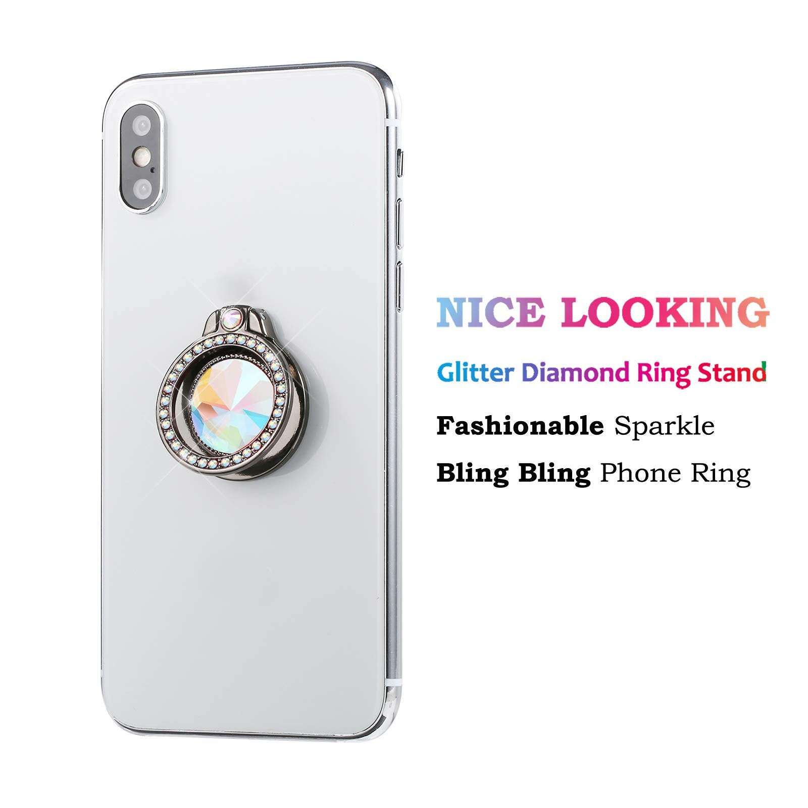 Lenoup Glitter Bling Bling Phone Ring Holder,Sparkle Phone Ring Artificial Diamond Kickstand,Rhinestone Cell Phone Finger Ring G