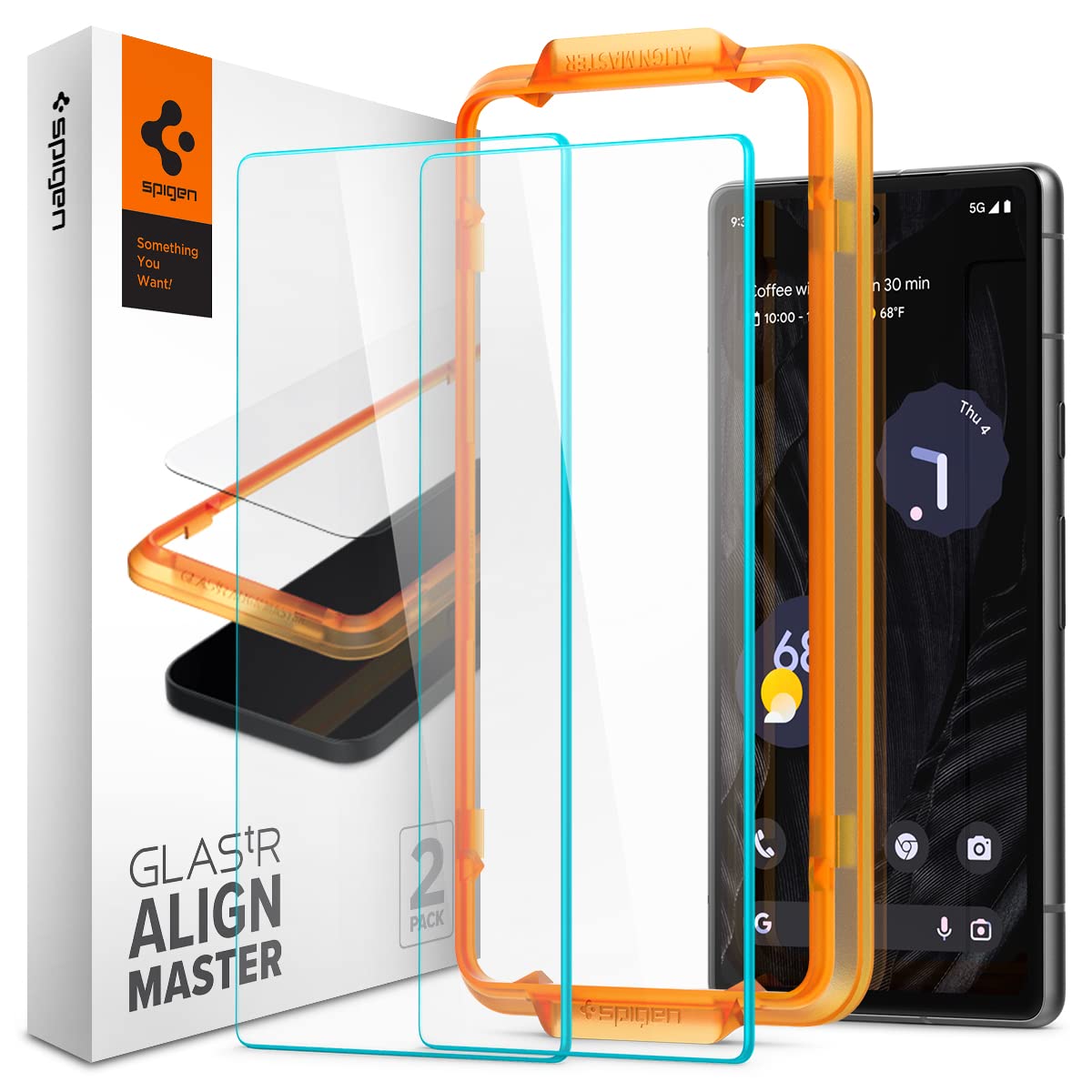 Spigen Tempered Glass Screen Protector Glastr Alignmaster] Designed For Pixel 7A Case Friendly]   2 Pack