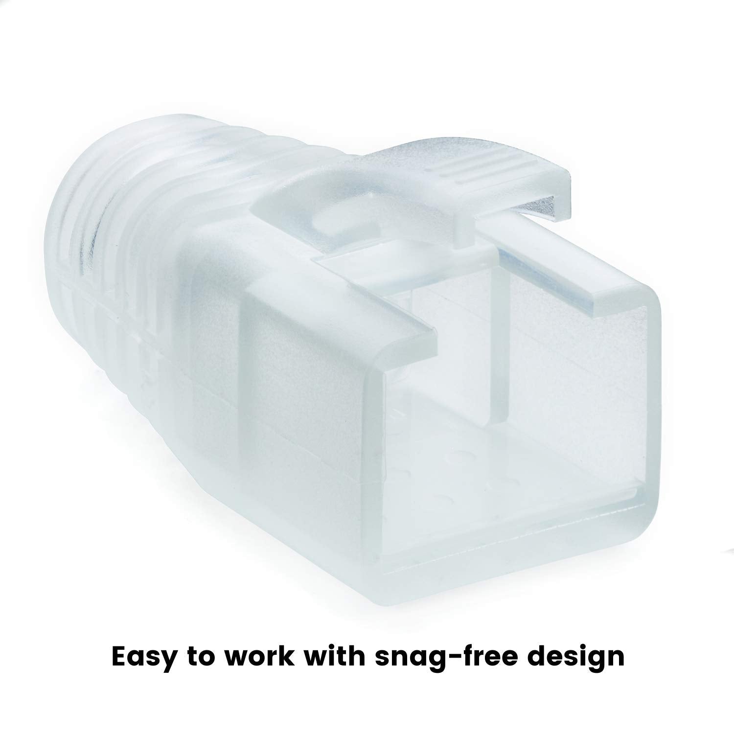 Truecable Rj45 Strain Relief Boots, 8.0Mm Slip On Pvc Plug Cover, Transparent, 100 Pieces