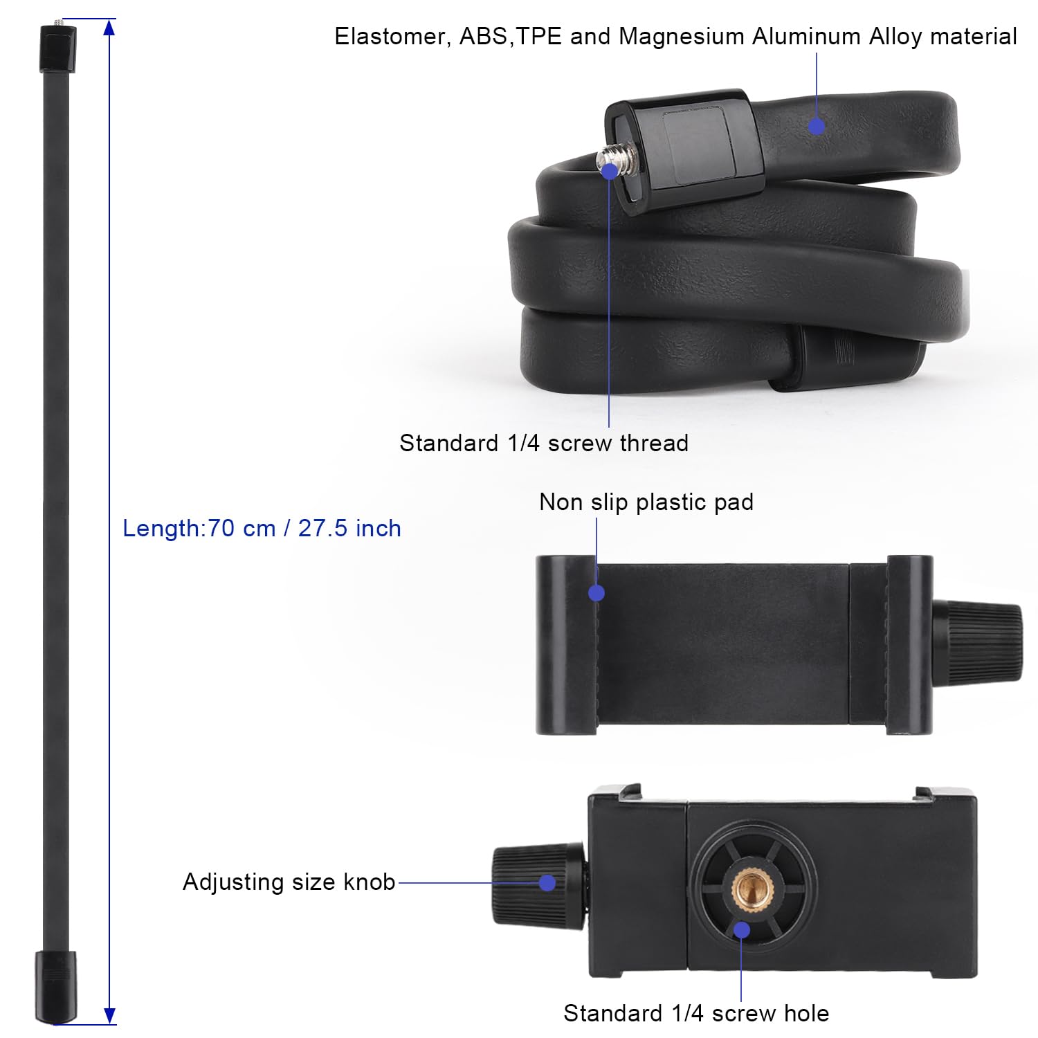 Mippko Portable Flexible Cell Phone Holder Stand For Shopping Cart/Treadmill/Stroller/Elliptical/Car/Bike,Compatible With 3.5~7.