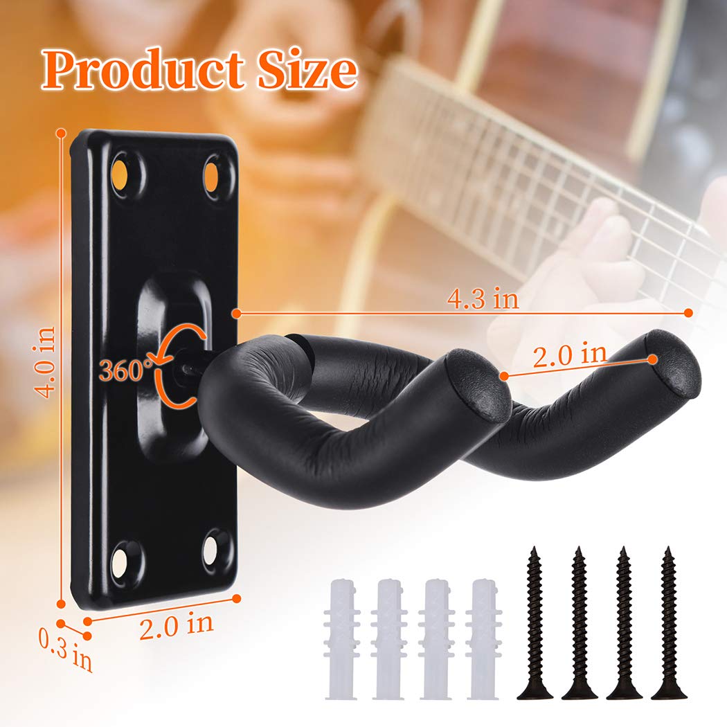 Guitar Wall Mount Guitar Hanger Acoustic Electric Guitar Hanger Bass Ukulele Black Hook Metal Holder Hangers