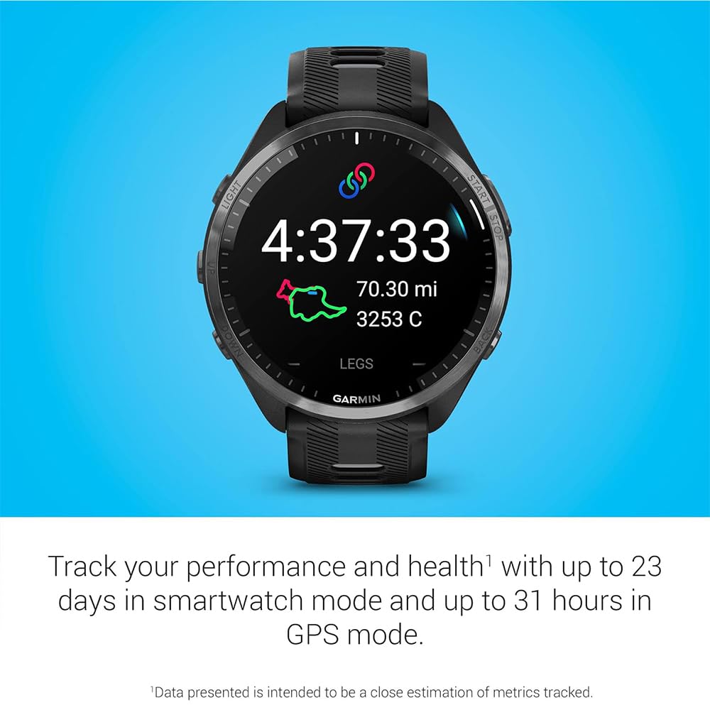 Garmin 010-02809-00 Forerunner 965 Running Smartwatch Black And Powder Gray Bundle With 2 Yr Cps Enhanced Protection Pack