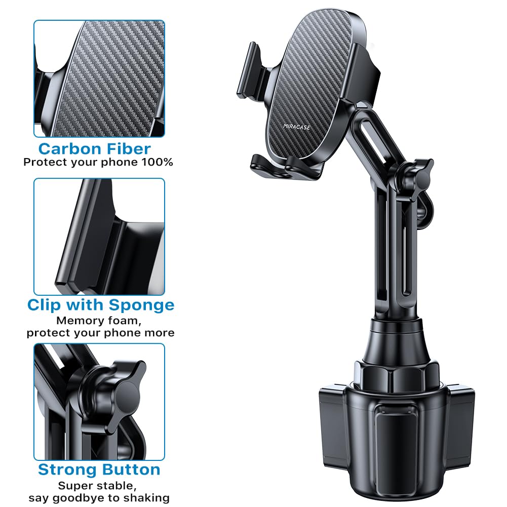 Miracase [2025 Latest Upgraded] Universal Cup Phone Holder For Car, [Rotatable & Adjustable] Long Neck Car Cup Holder Phone Moun