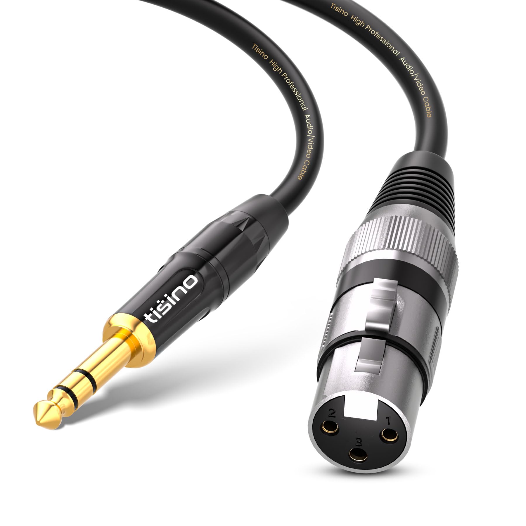 Tisino Female XLR to 1/4 TRS Microphone Cable, 6.35mm Stereo Jack to 3-pin XLR Female Balanced Interconnect Microphone Cable -