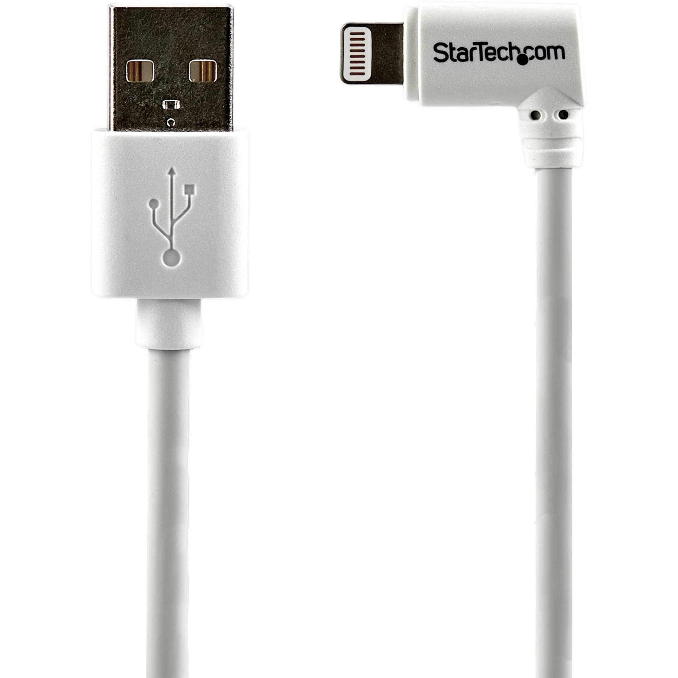 StarTech.com Angled Lightning to USB Cable  2m (6ft)  White  Apple MFi Certified (USBLT2MWR)