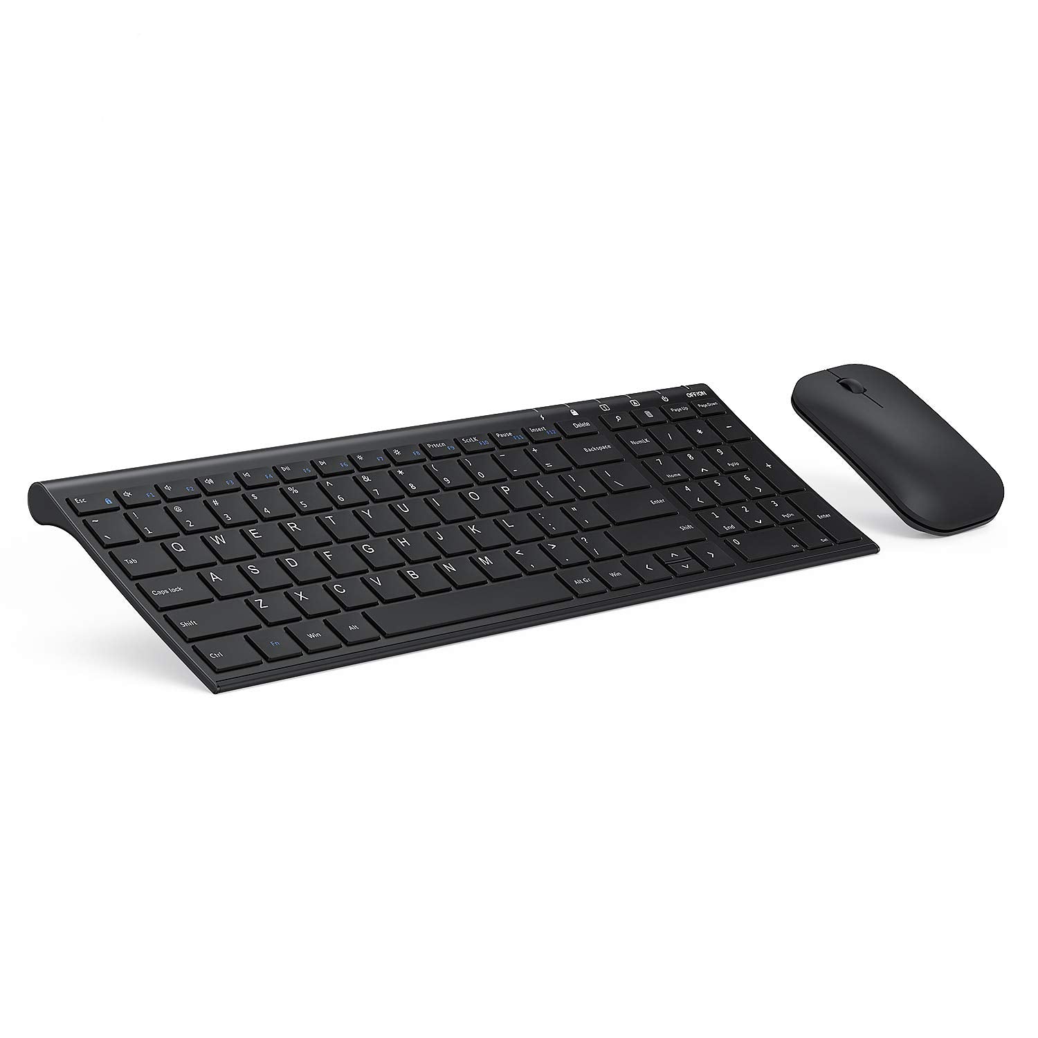 Seenda Rechargeable Wireless Keyboard And Mouse   Ultra Thin Metal Keyboard With Low Profile Keys, 2.4G Wireless Keyboard For Windows Pc Laptop Computer   Black