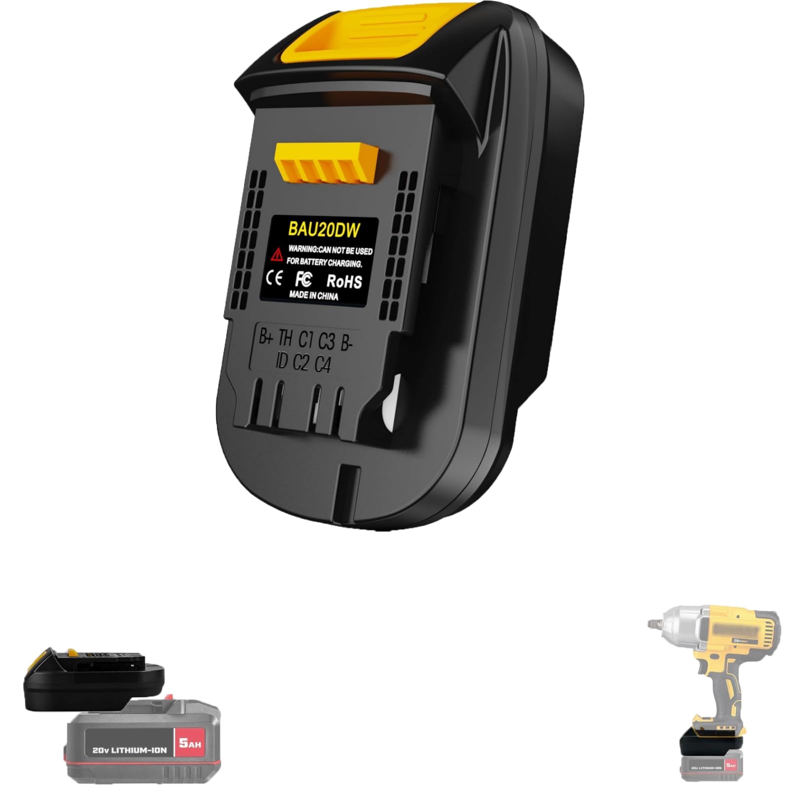 PWTLXES for Bauer to for Dewalt 20V Battery Adapter, Compatible with Bauer 20V Lithium Battery, Works with DeWalt 20V Lithium Po