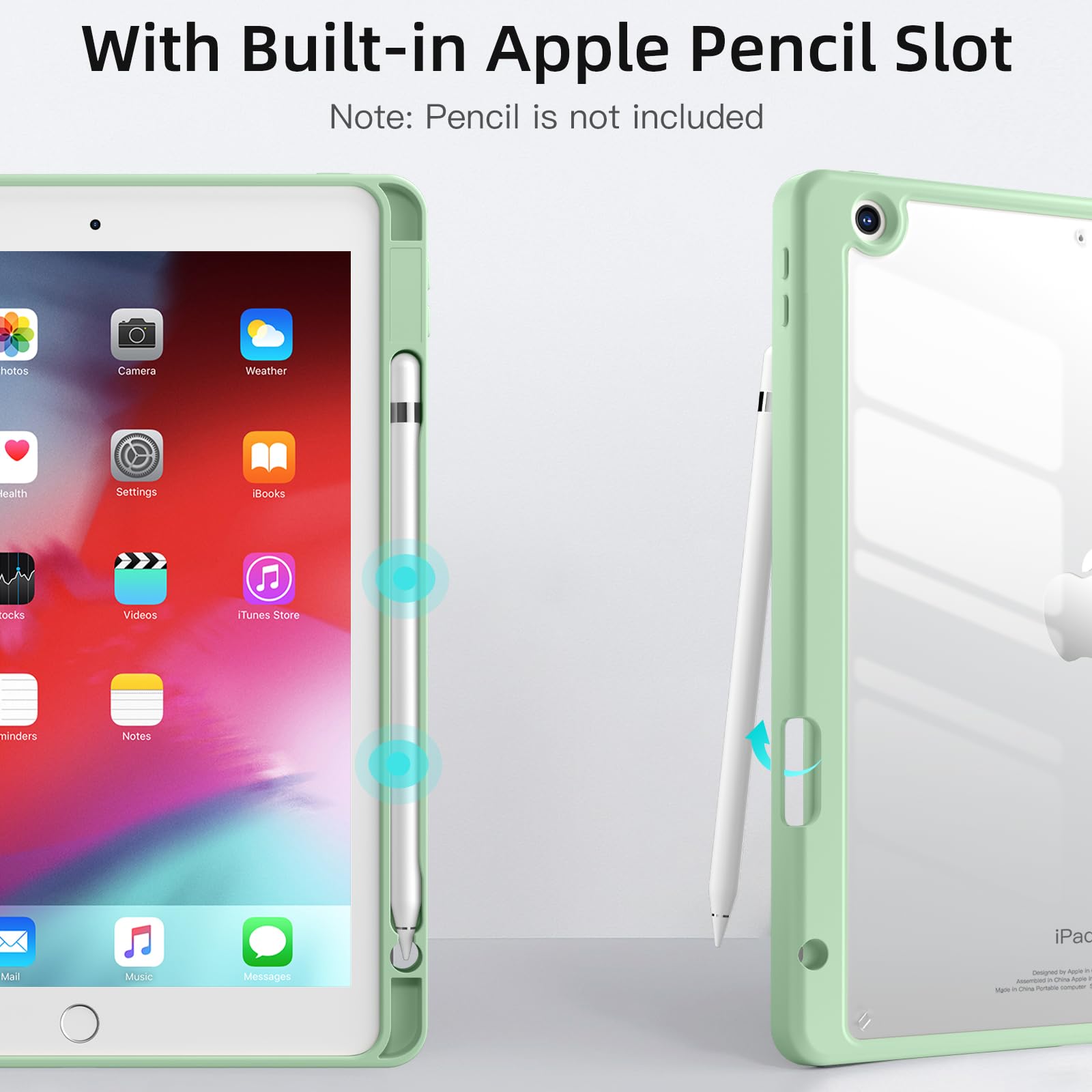 Wenlaty Case Compatible With Ipad 9Th /8Th /7Th Generation (2021/2020/2019), Full Body Protective With Pencil Holder, Clear Case