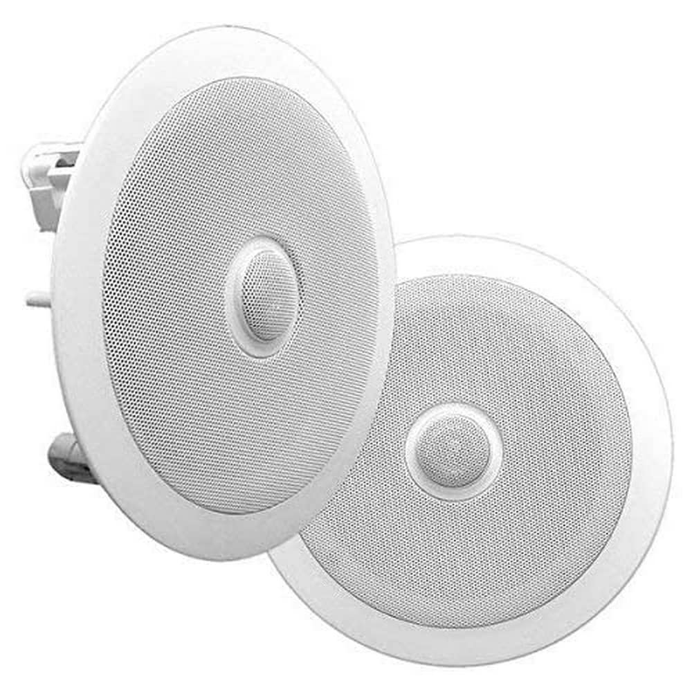 Pyle 8    Ceiling Wall Mount-Pair Of 2-Way Midbass Woofer Speaker Directable 1    Titanium Dome Tweeter Flush Design W/ 55Hz-22k