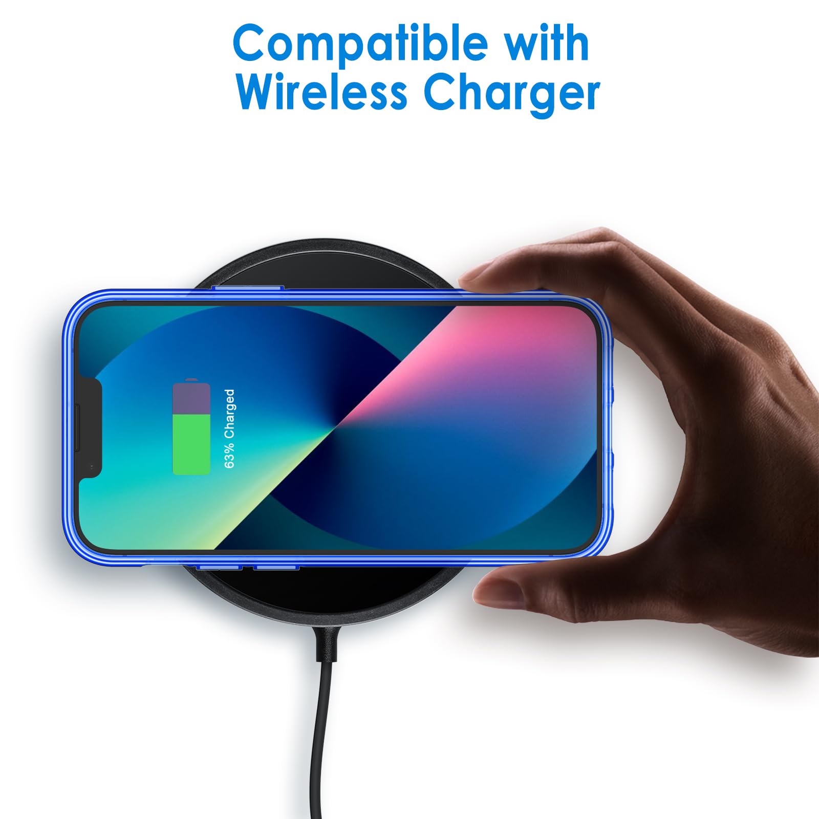 Jetech Case For Iphone 13 Mini 5.4 Inch, Non Yellowing Shockproof Phone Bumper Cover, Anti Scratch Clear Back (Blue)