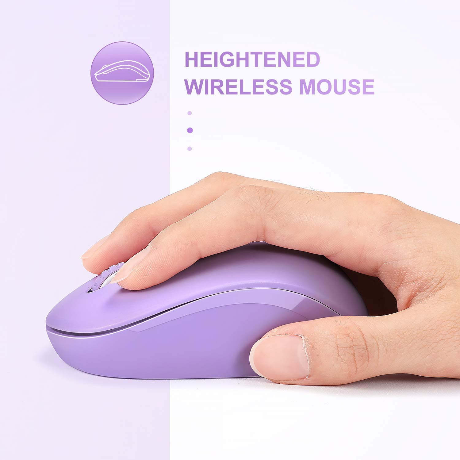 Seenda Wireless Mouse, 2.4G Noiseless Mouse With Usb Receiver Portable Computer Mice Cordless Mouse For Pc, Tablet, Laptop   Pur