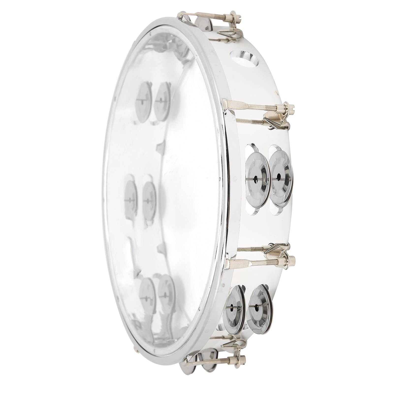 Tambourine, 10in Crisp Sound Portable Percussion Jingles for Party(Transparent color)