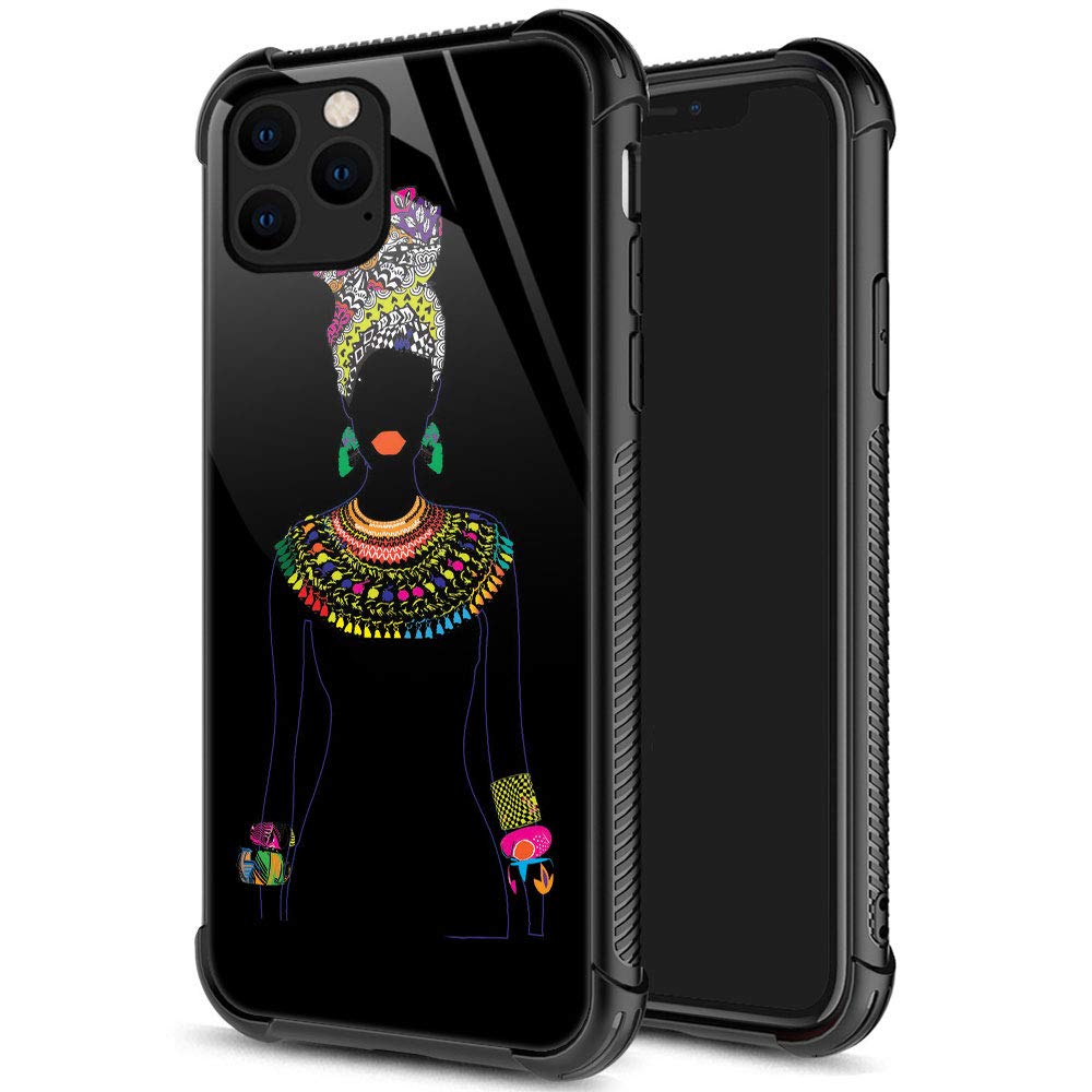 Iphone 11 Pro Case,9H Tempered Glass Iphone 11 Pro Cases For Girls Women, Beautiful Girl Pattern Shockproof Anti Scratch Case Fo