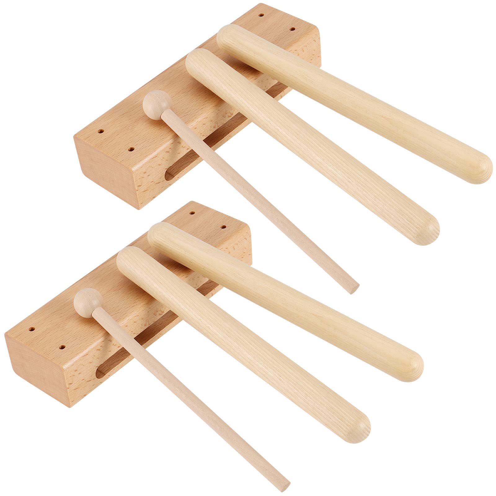 Sehoi 2 Pack 7 Inches Wood Rhythm Block, Musical Wood Block Percussion Instrument With Mallet, Solid Hardwood Percussion Rhythm