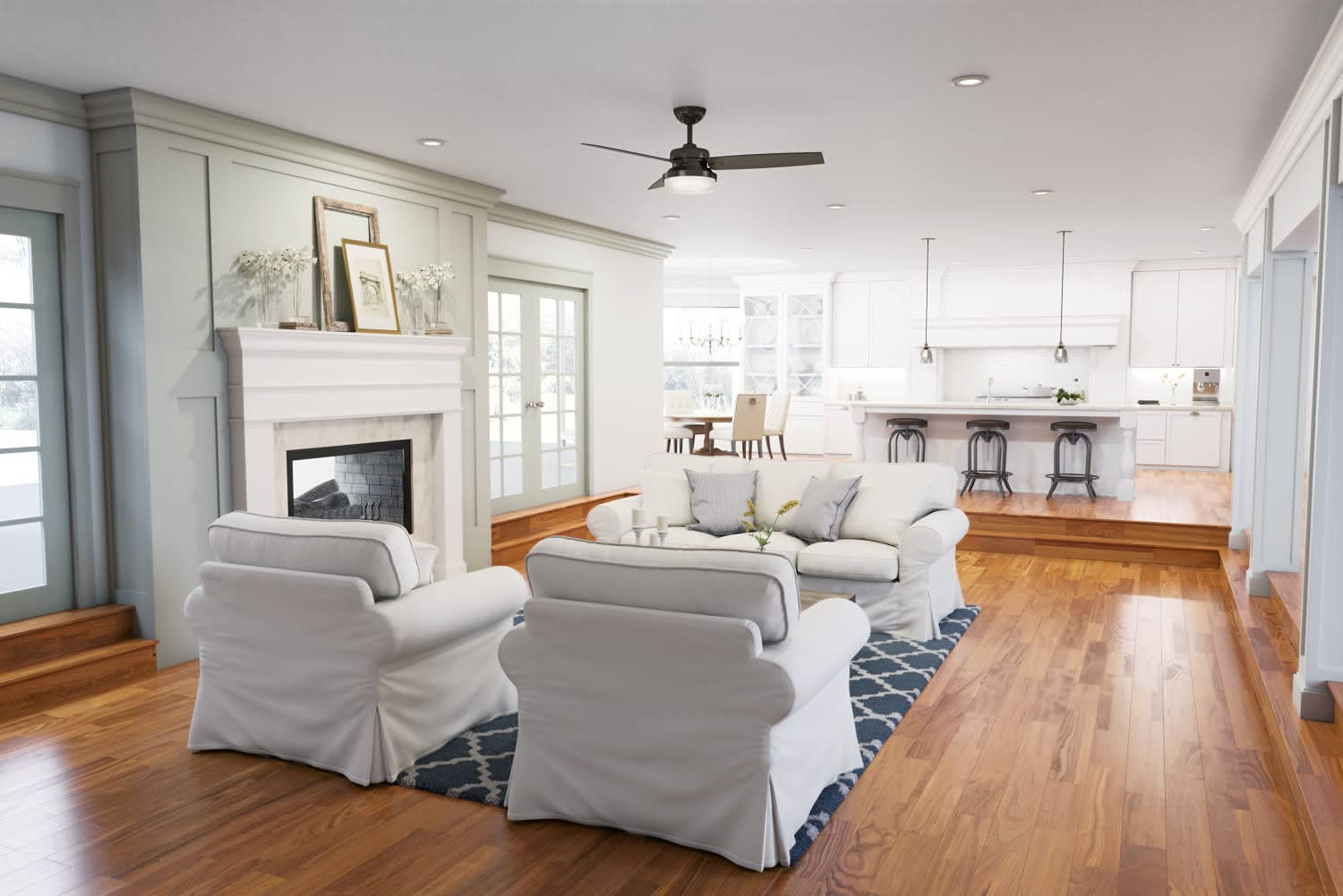 Hunter Sentinel Indoor Ceiling Fan With Led Light And Remote Control, 52'', White