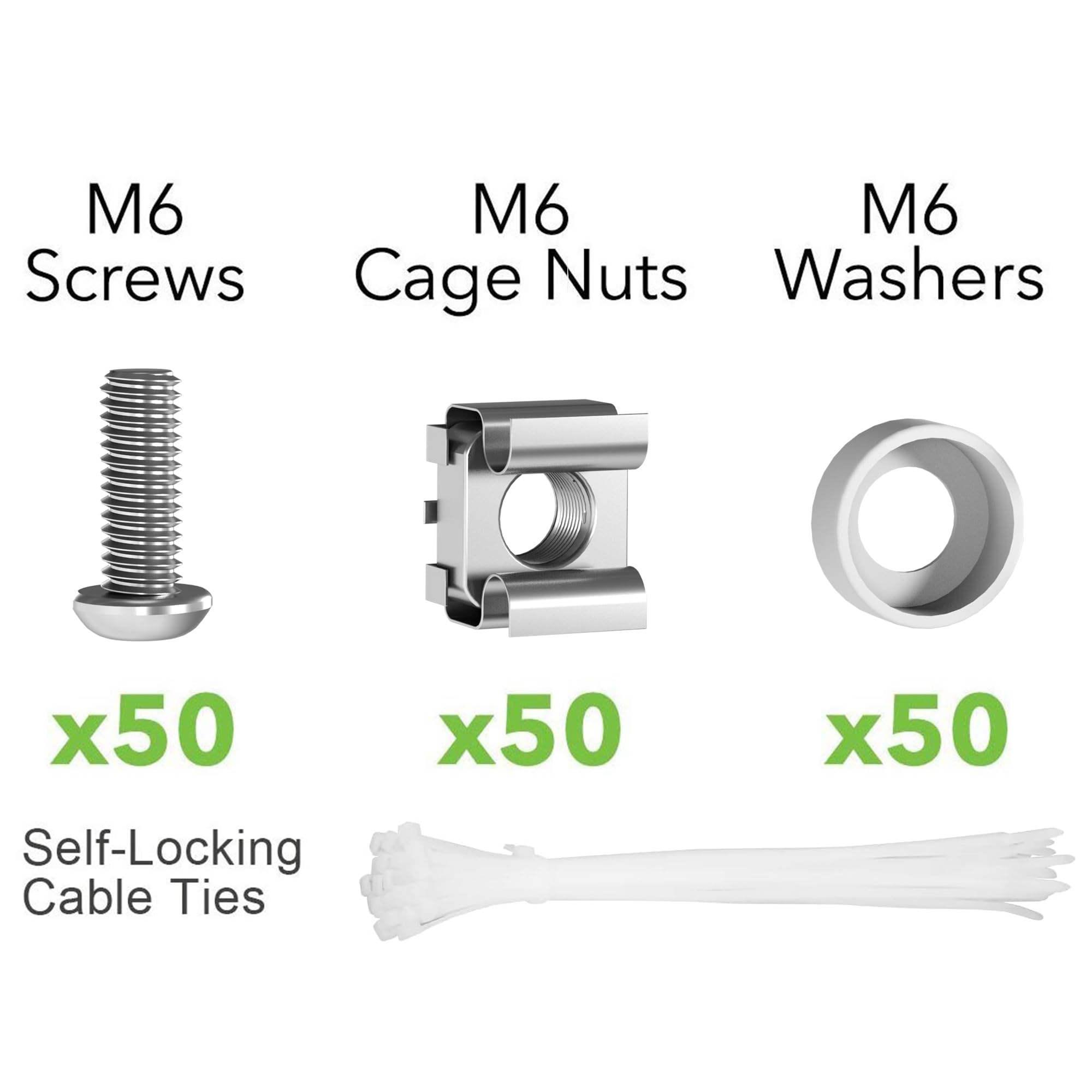 M6 X 16Mm Rack Mount Cage Nuts, Screws And Washers For Rack Mount Server Cabinet, Rack Mount Server Shelves, Routers, 50 Pack Ra