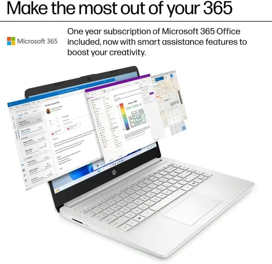 Hp 14'' Student-Laptop With Copilot Ai Office365, Quad Core Intel Processor N150(Up To 3.6Ghz) 16Gb Ram 384Gb Storage(128Gb Ufs