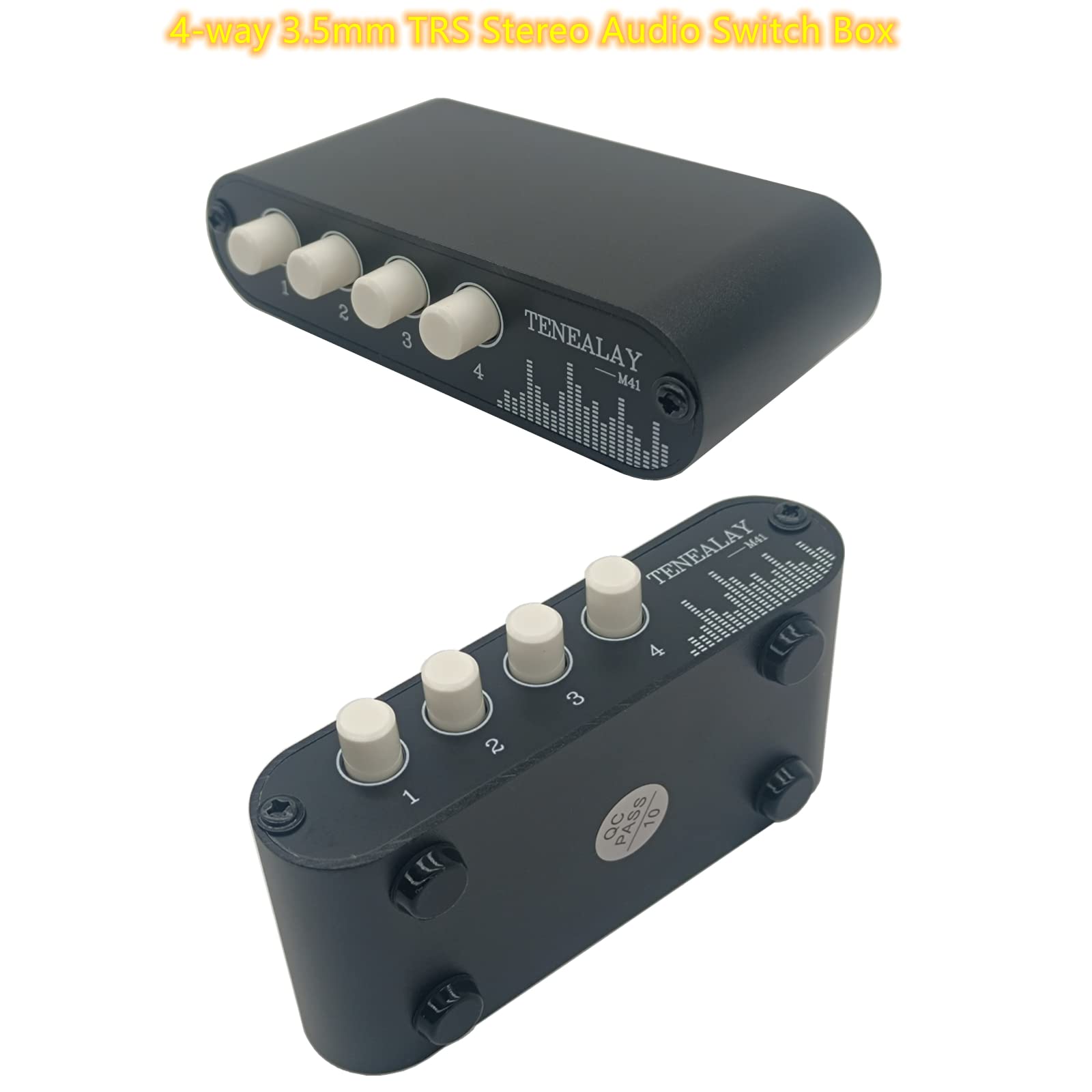 Tenealay 4 In 1 Out / 1 In 4 Out Aux 3.5Mm Stereo Audio Input Signal Source Switcher, 4 Way Switch Selector Splitter Box M41
