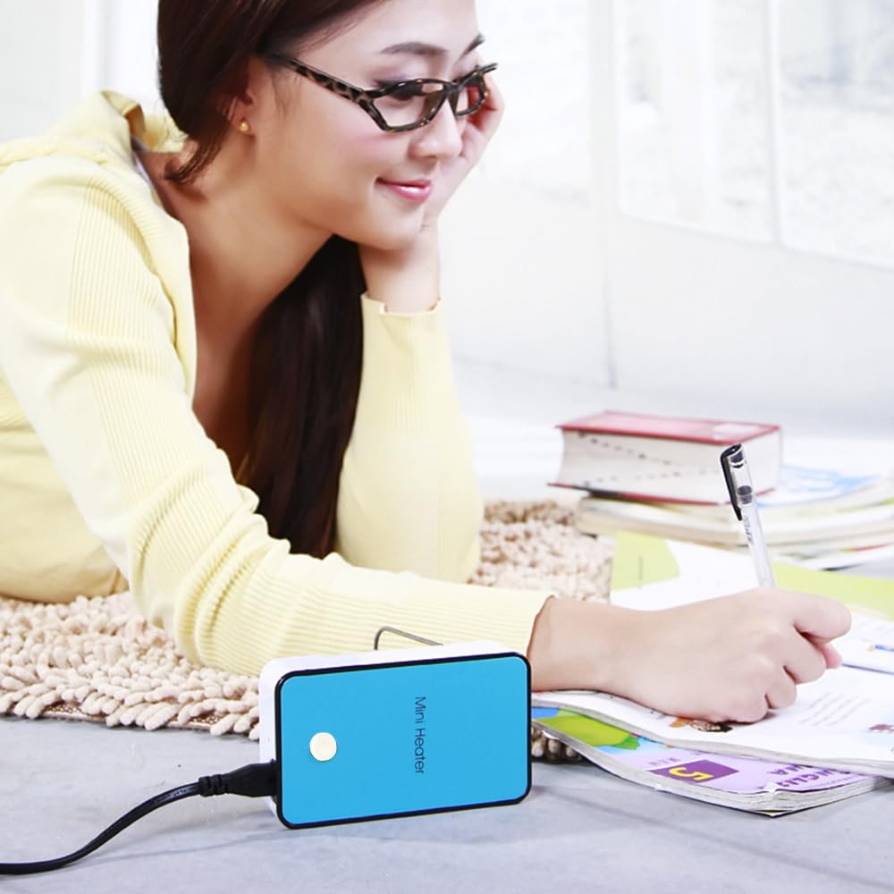 Safety Energy Saving Heater Mini Portable Room Office Desktop Electric Fan Heater Air Warmer Blue