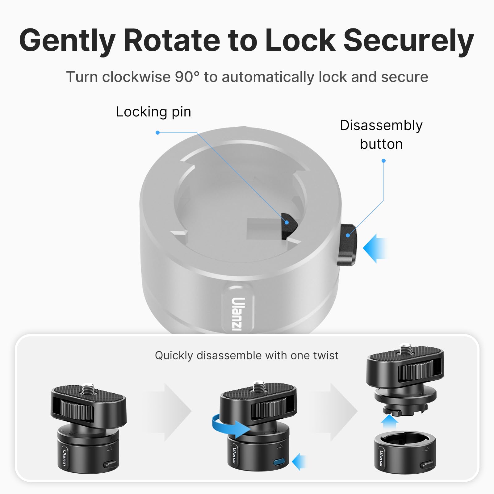 Go Quick Ii To 1/4' Adapter   1/4' Thread Go Quick Ii Base + 1/4' Screw Qr Cover Compatibe With Go Quick Ii Seriese Selfie Stick/Tripod/Monopod/Compact Camera/Phone/Led Video Light