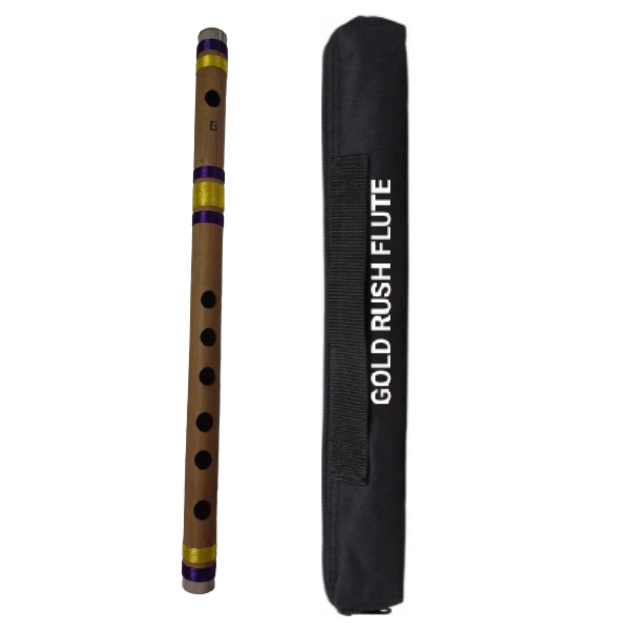 Gold Rush Flute B Scale Middle Flute Size 14 Inch & 37 Cm Length 6 Holes Bansuri Color Golden The Gold Rush Flute Is Winner Of G