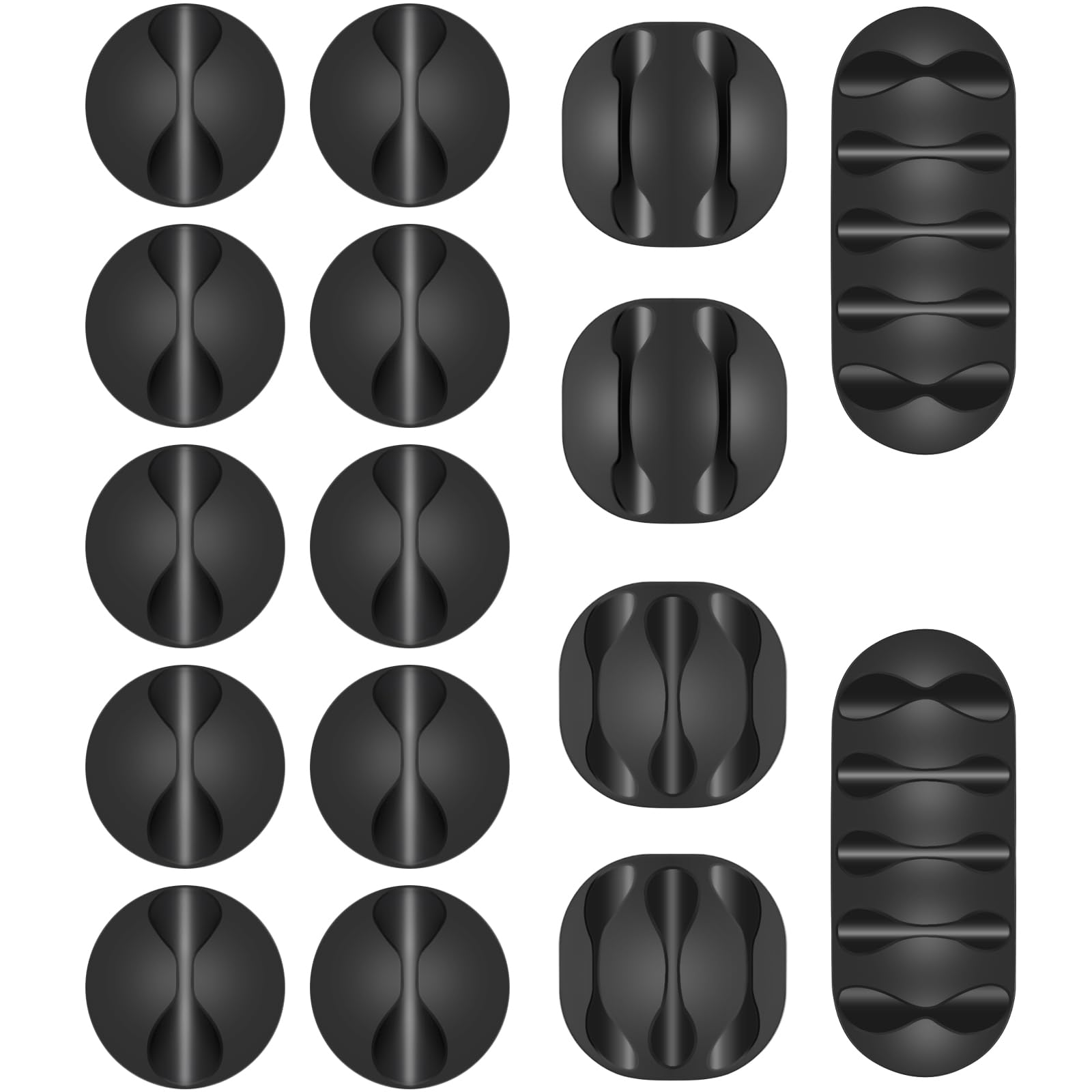 Shintop Cable Clips, 16 Pack Black Cord Organizer Adhesive Cord Management Wire Holder For Organizing Phones Chargers Desk Night