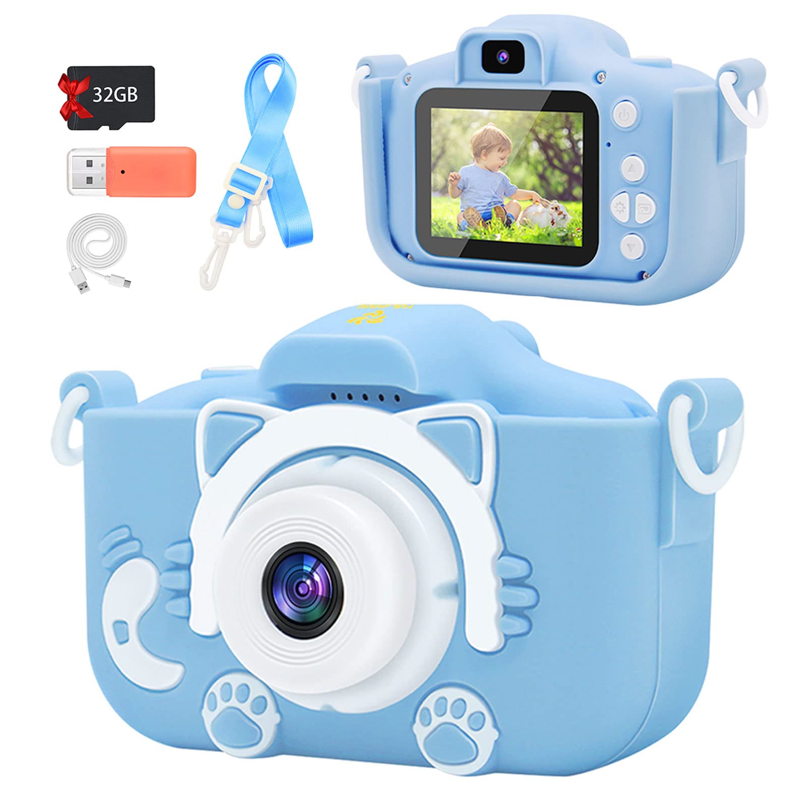 Yue3000 Upgrade Kids Cat Camera,Gifts For Boys And Girls Of Age 3 9, 1080P Hd Digital Video Cameras For Toddler, 20M High  Defin
