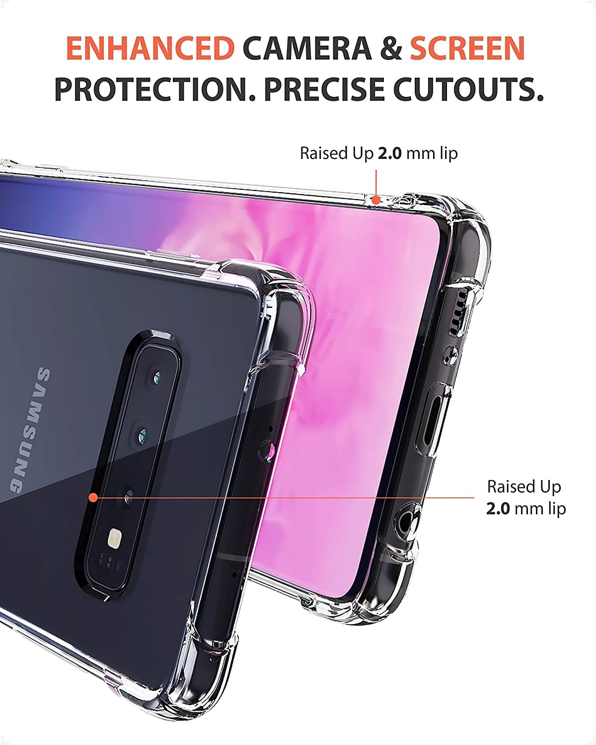 Kiomy Clear Case For Samsung Galaxy S10 Airbag Corners Shockproof Bumper Protective Phone Cover, Hybrid Design Hard Pc Back With
