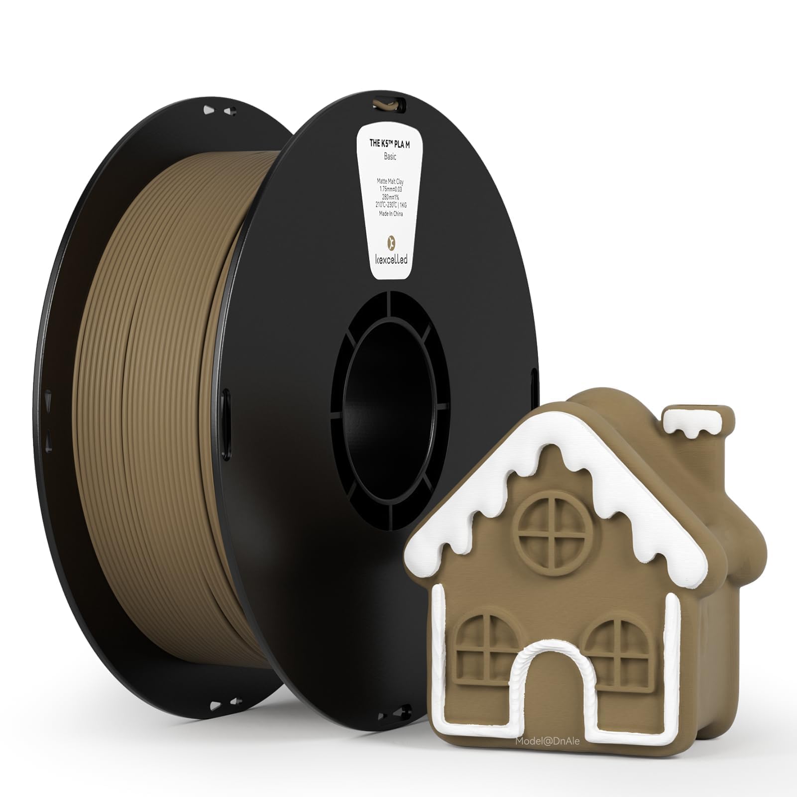 kexcelled Matte PLA Filament 1.75mm,Matte Light Taupe Brown PLA 3D Printer Filament 1kg Reusable Spool (2.2lbs) with +/-0.03mm A