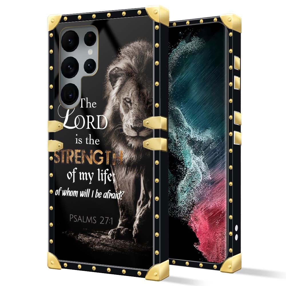 Daizag Compatible With Samsung Galaxy S22 Ultra,B Bible Scripture Lion Square Case Luxury Elegant Women Girls Metal Decoration C