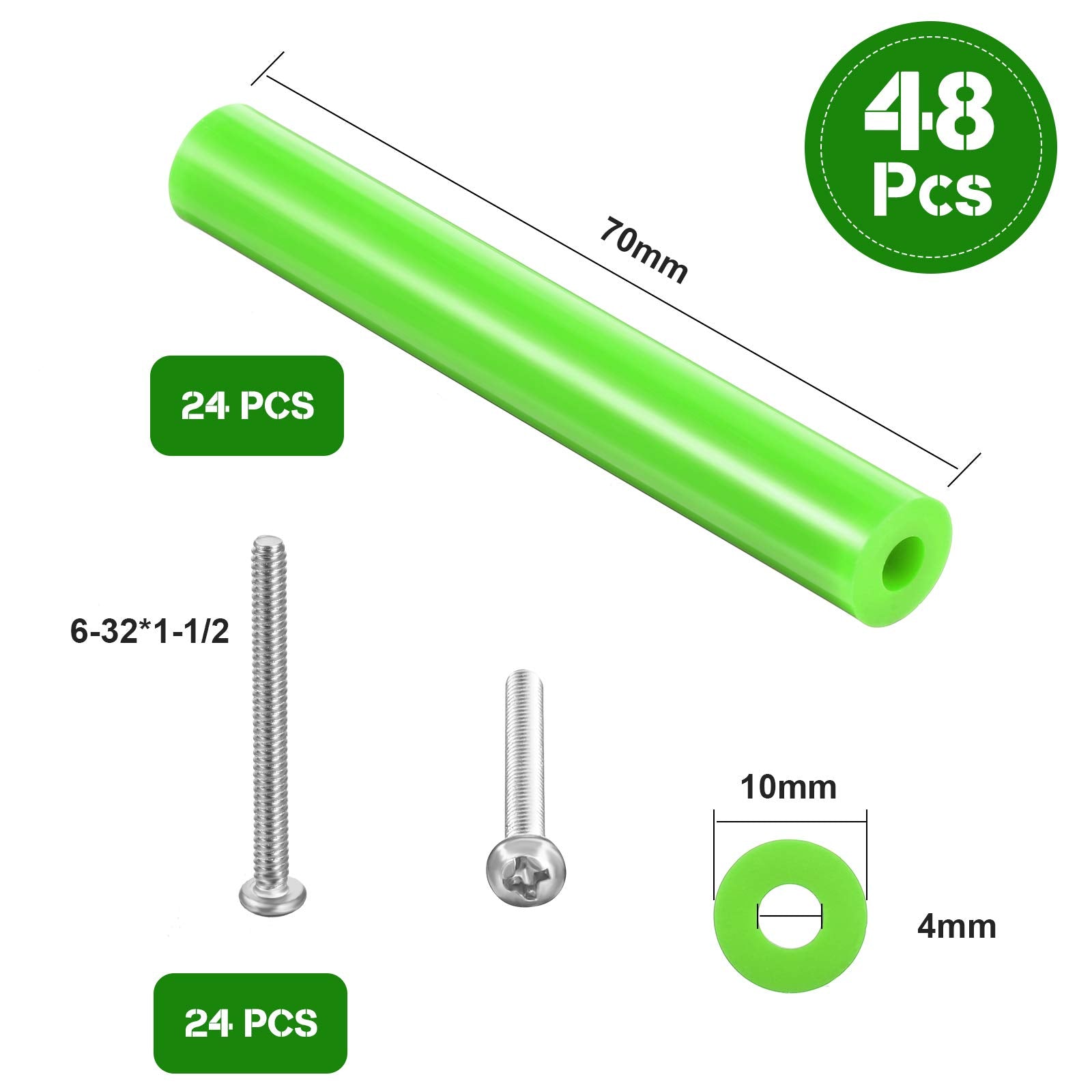 48 Pieces Electrical Outlet Spacers Extender Kit Includes 24 Pcs 3 Inch Switch And 24 1 1/2 Inch 6 32 Thread Flat Head Device Mo