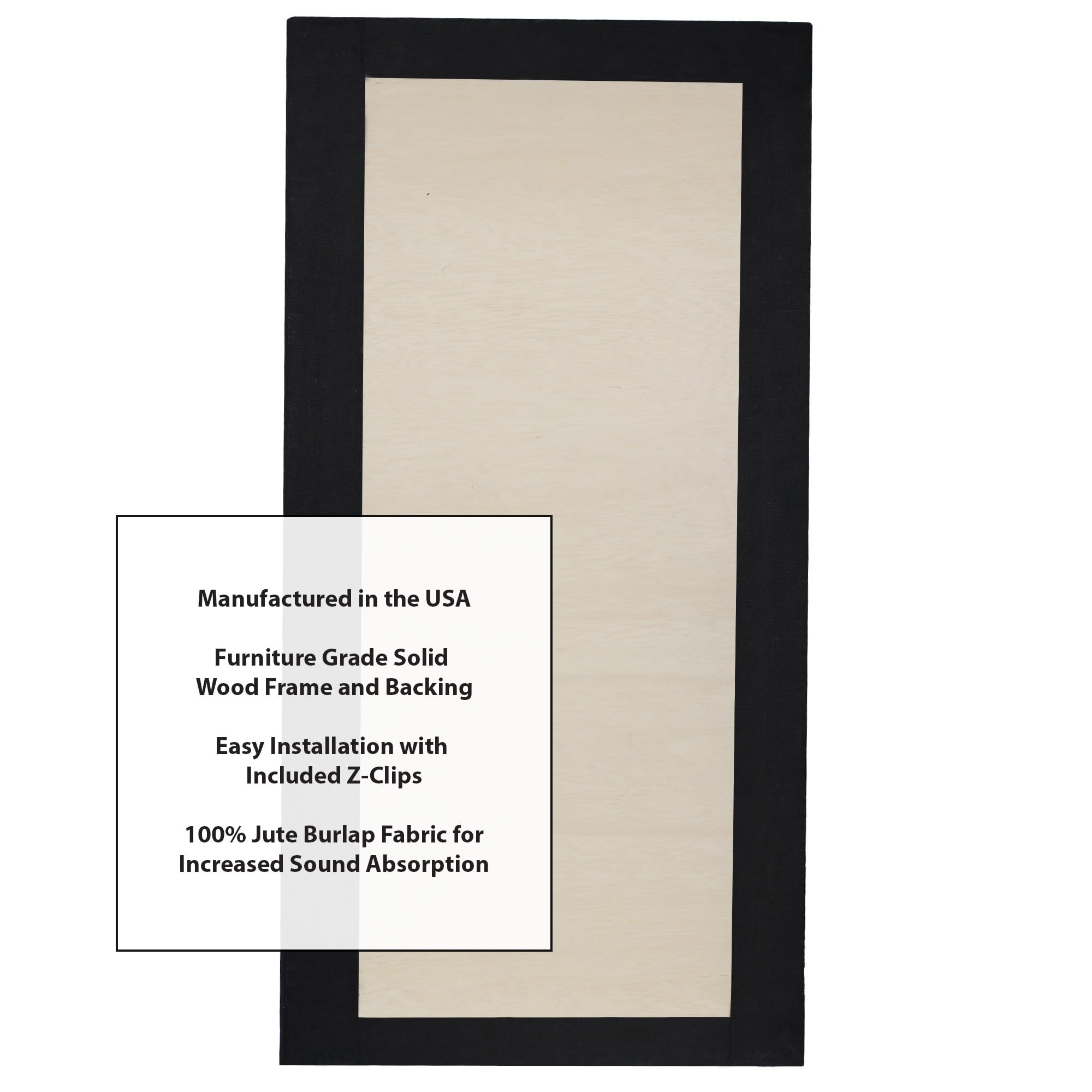 Ats Acoustic Panel 24X48X4 Inches, Beveled Edge, In Black