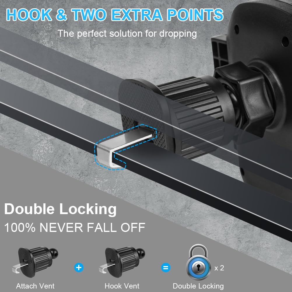 Axfee Phone Mount For Car Vent, Phone Holder For Car, Phone Holder Upgrade Clip Never Fall, Phone Stand For Car, Air Vent Clip C