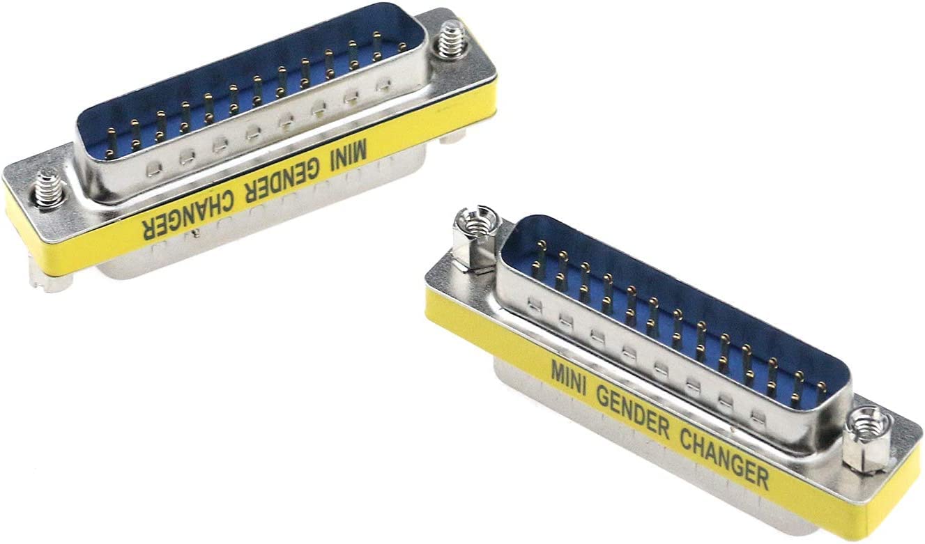 Meiriyfa Db25 25 Pin Gender Changer D Sub 25Pin Coupler Serial Cable Gender Changer Rs232 Vga Adapter Connetor For Applications Pack Of 2 (Male To Male)
