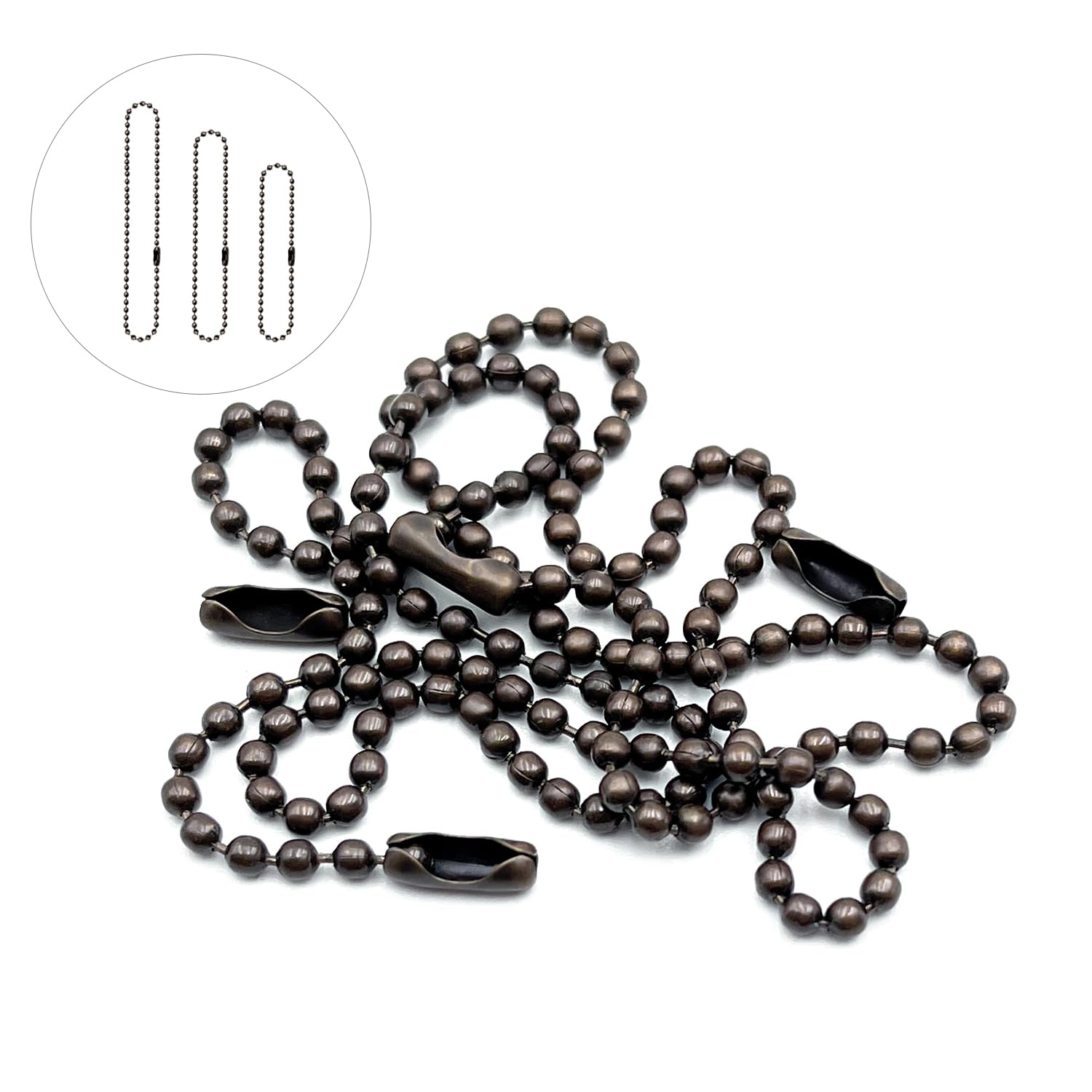 Ceiling Fan Pull Chain Extender, 12Feet 3Mm Diameter Beaded Ball Fan Light Extension Pull Chain With 10 Matching Connectors(Orb)