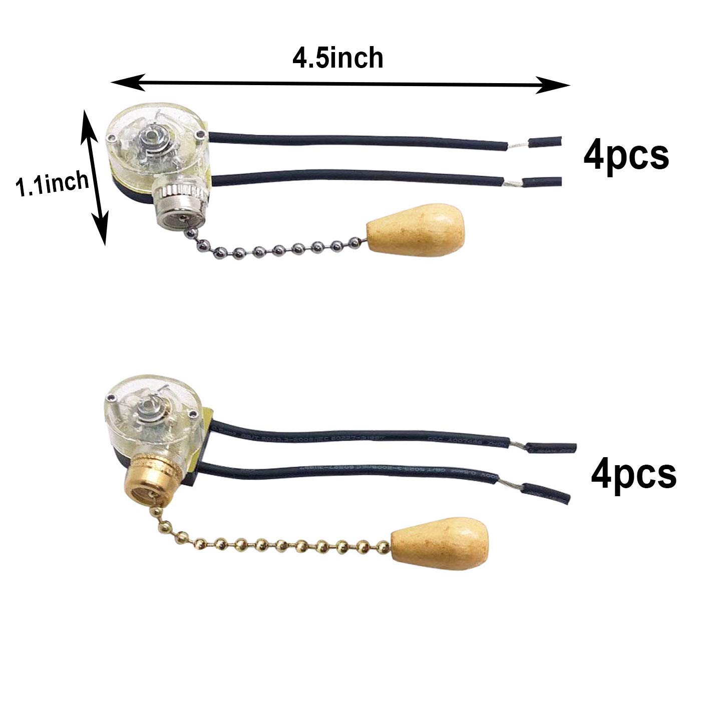 Pull Chain Switch, Ceiling Fans Lamps And Wall Lights Electrical Pull Chain Switch(8 Pieces)