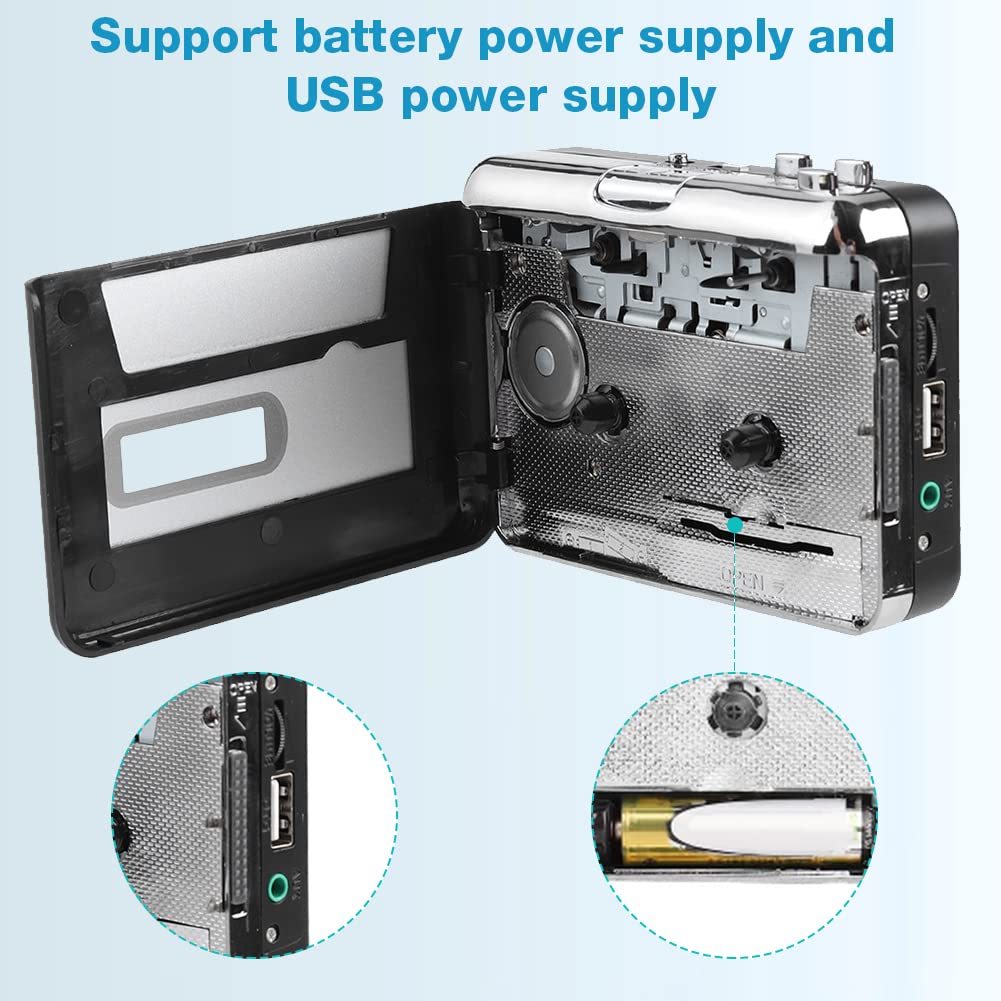 Wendry Cassette Mp3 Converter, Portable Cassette Tape To Mp3 Converter Usb Flash Drive Capture Audio Music Player Suitable For W