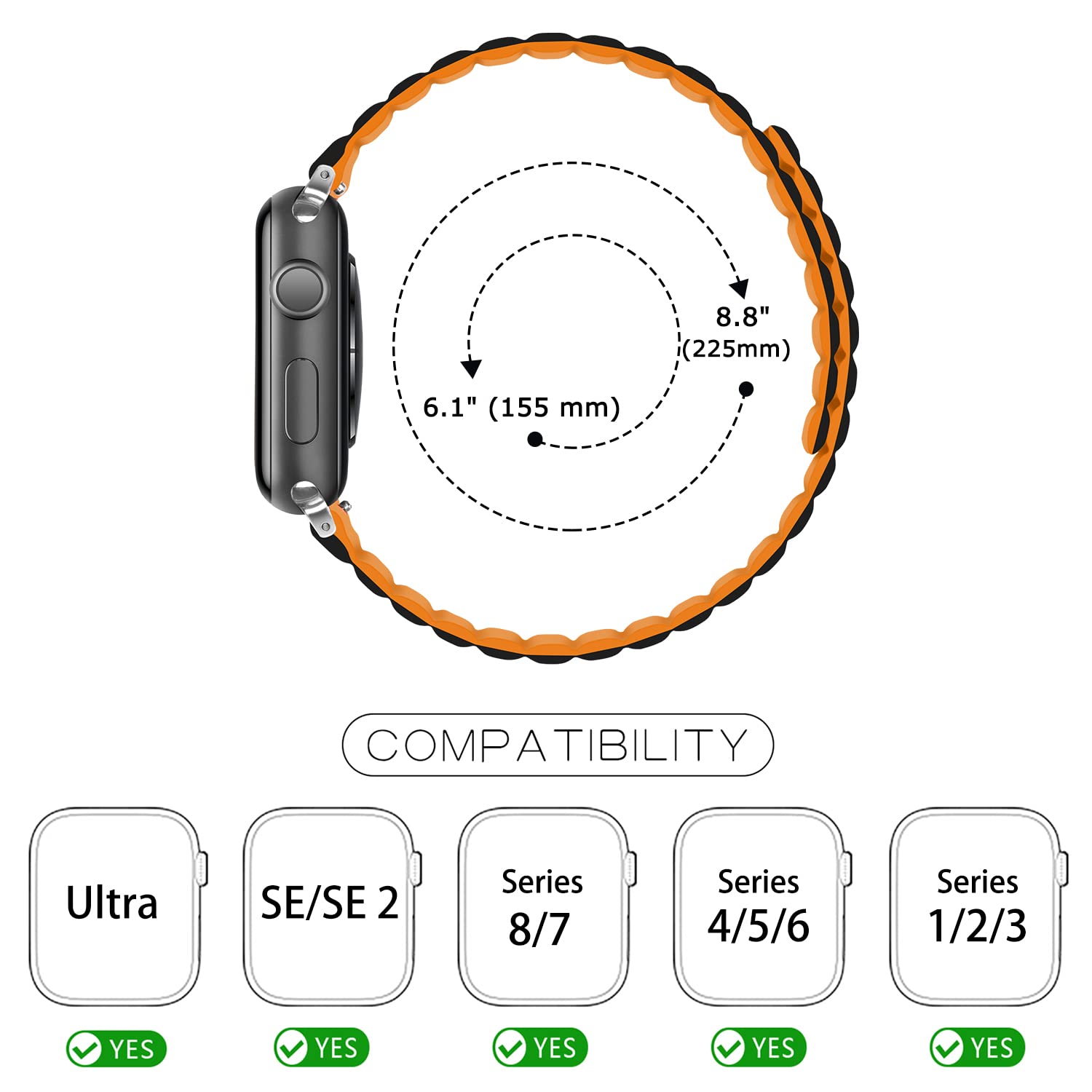 Tasikar Silicone Bands Compatible With Apple Watch Band 49Mm 45Mm 44Mm 42Mm, Loop Strap With Strong Magnetic Closure Designed Fo