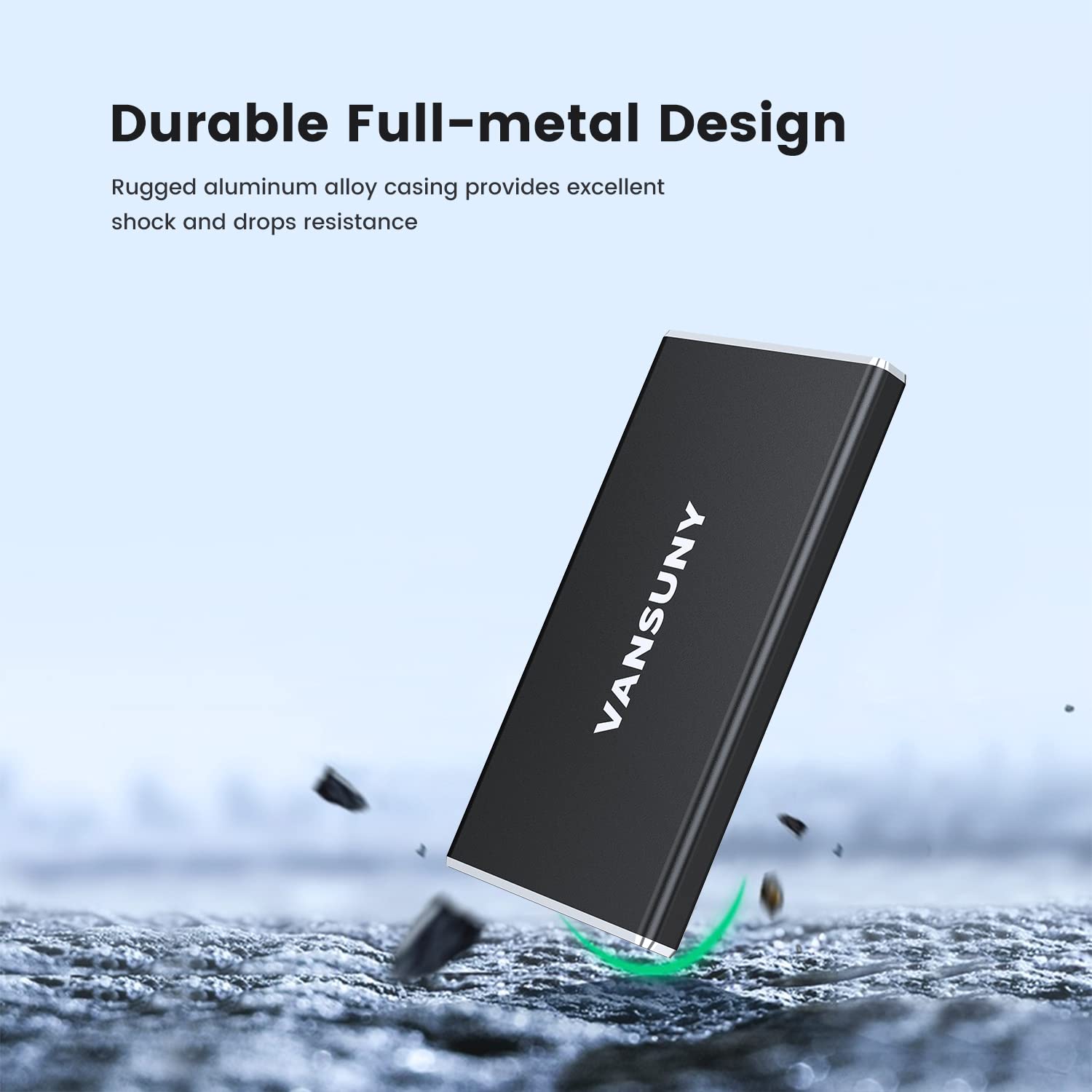 Vansuny 500Gb Portable External Ssd, Usb 3.1 Gen2 430Mb/S High Speed Data Transfer, Metal Usb C Mini Portable External Solid Sta